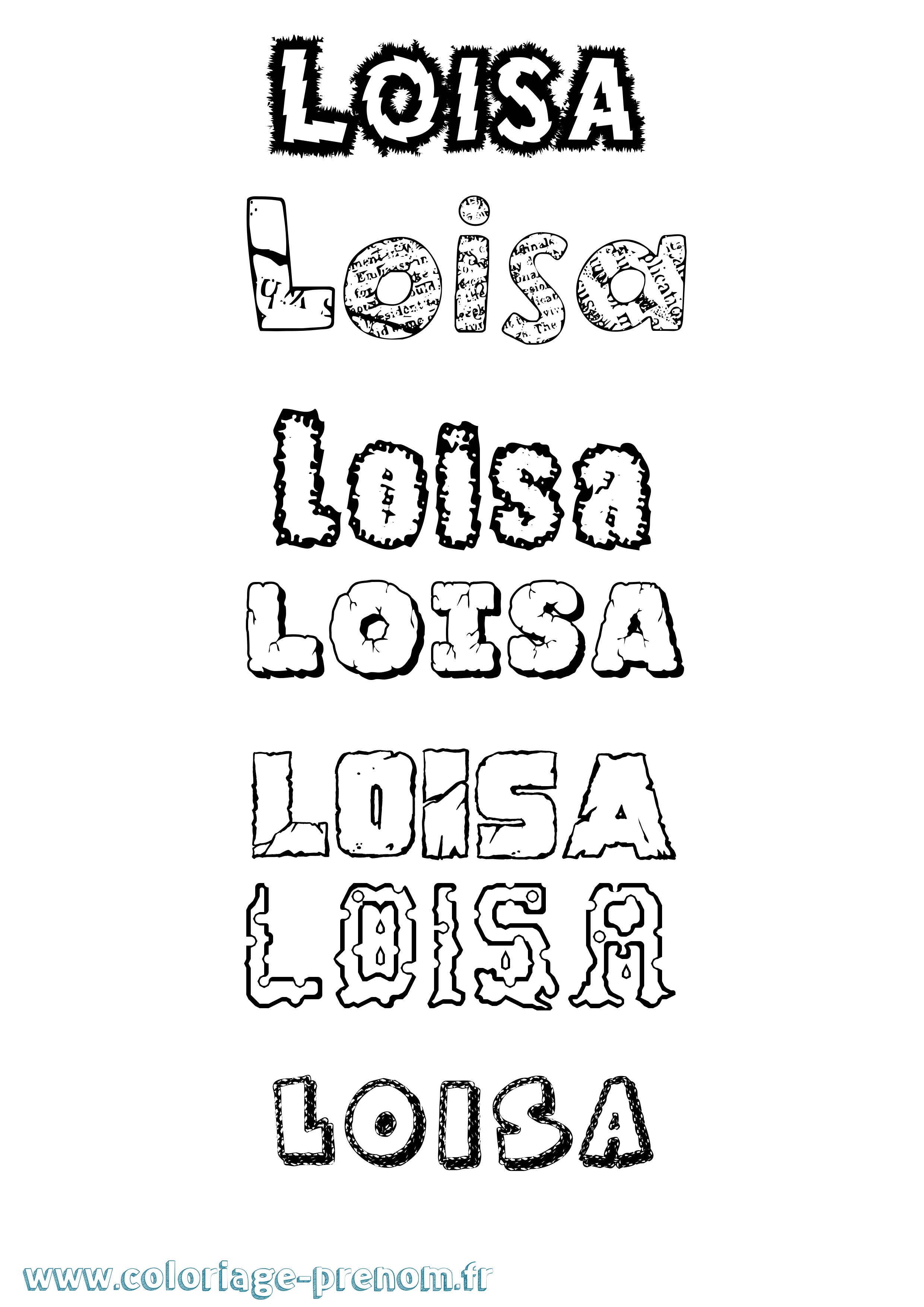 Coloriage prénom Loisa Destructuré