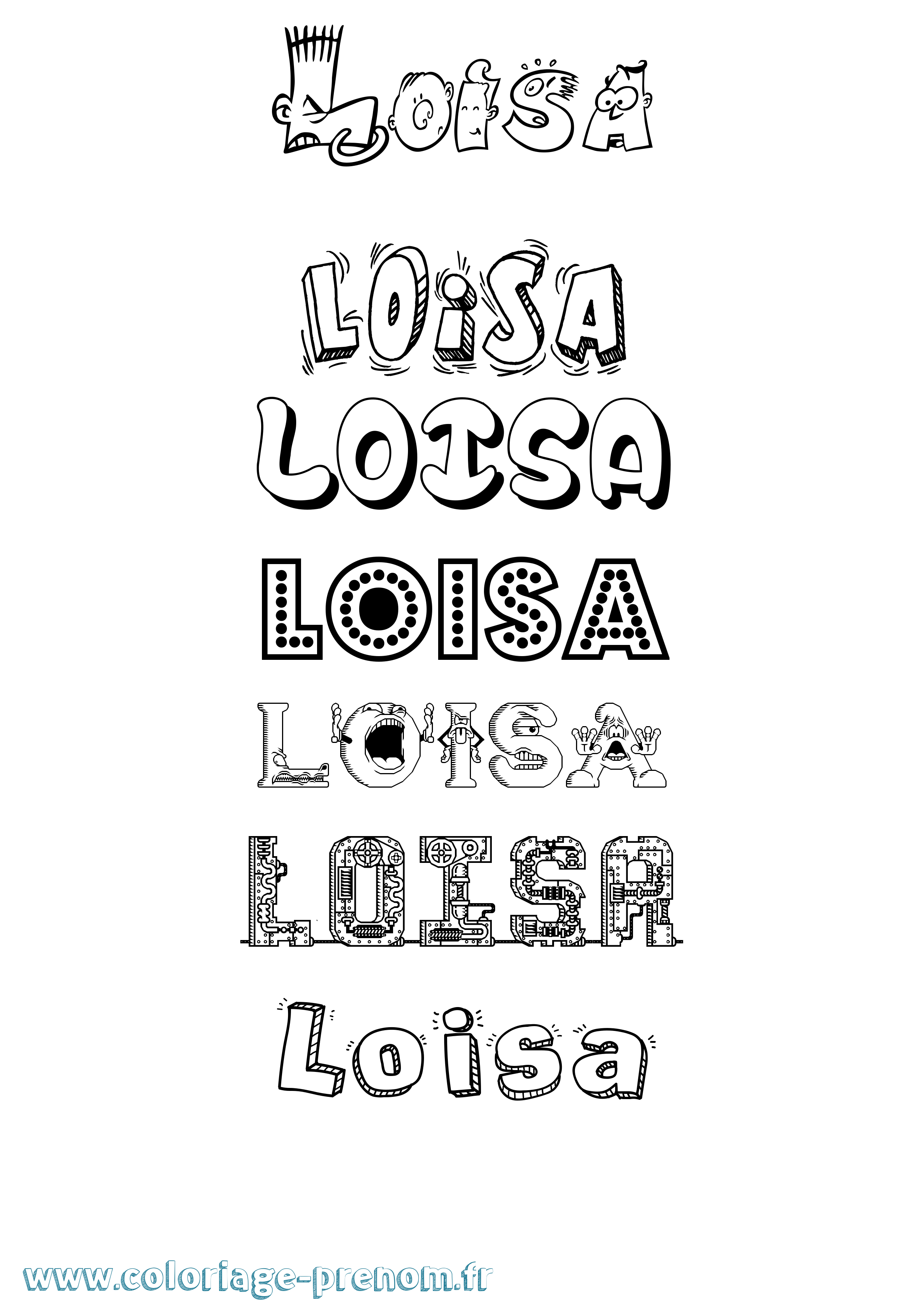 Coloriage prénom Loisa Fun