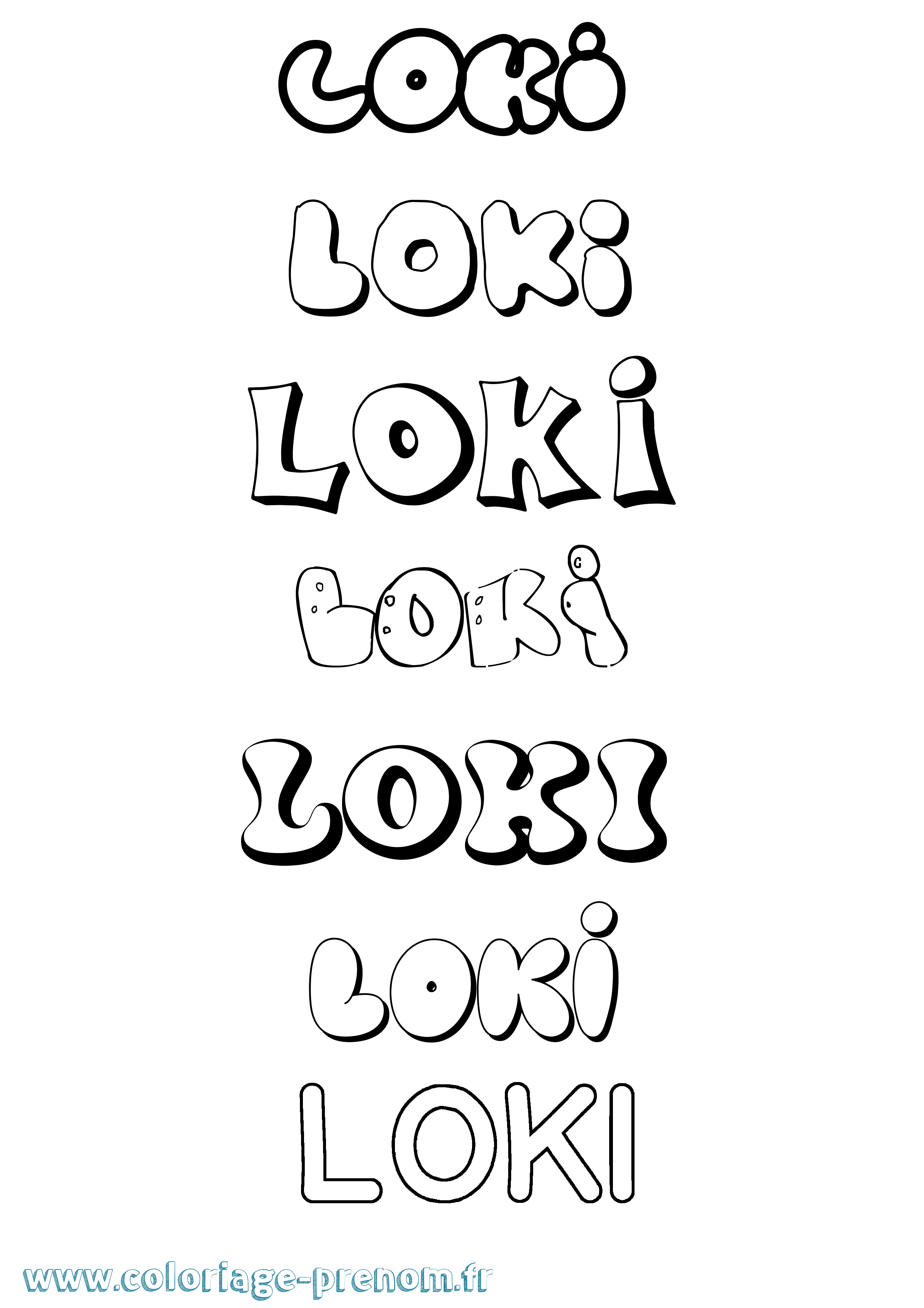 Coloriage prénom Loki Bubble