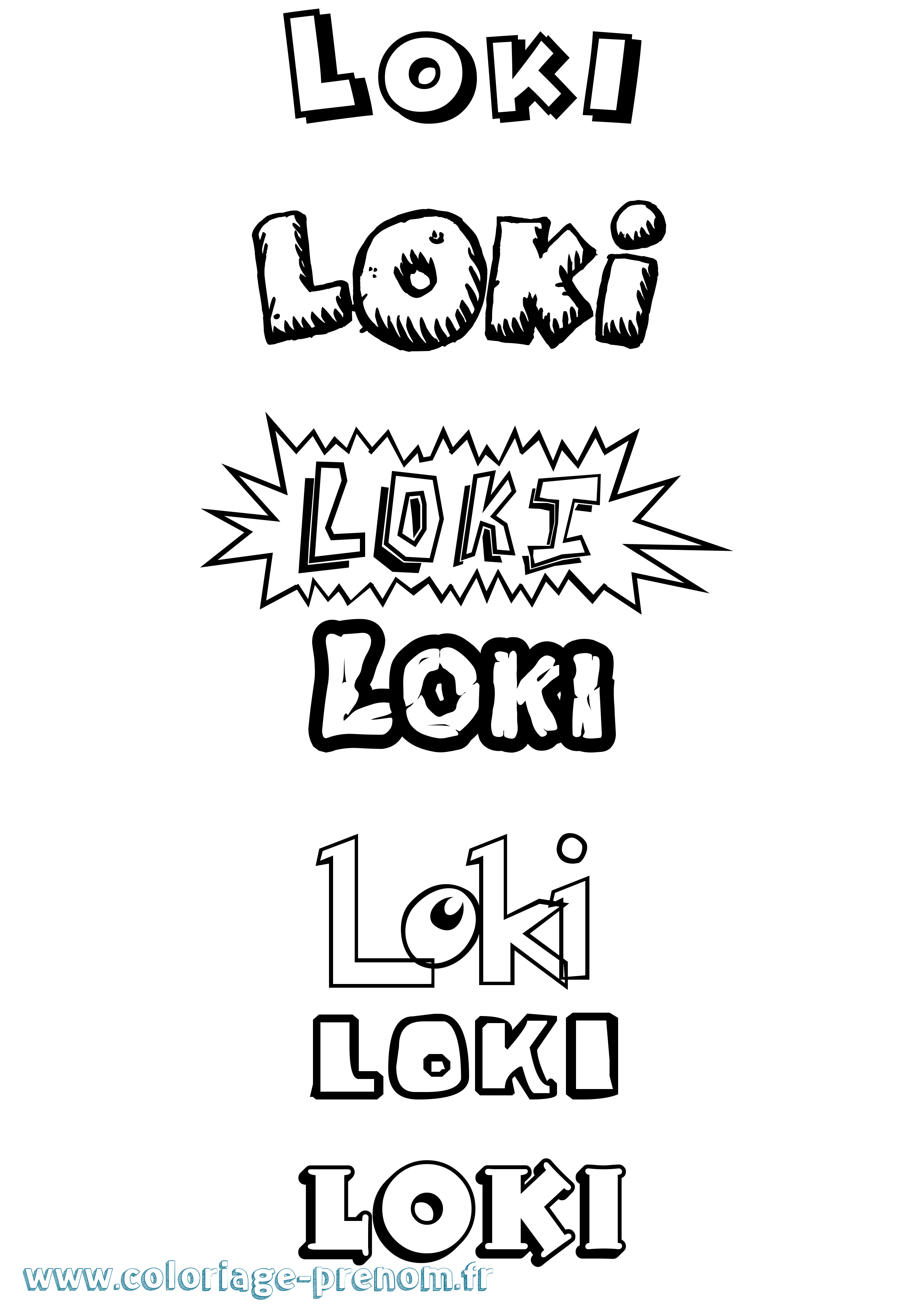 Coloriage prénom Loki Dessin Animé