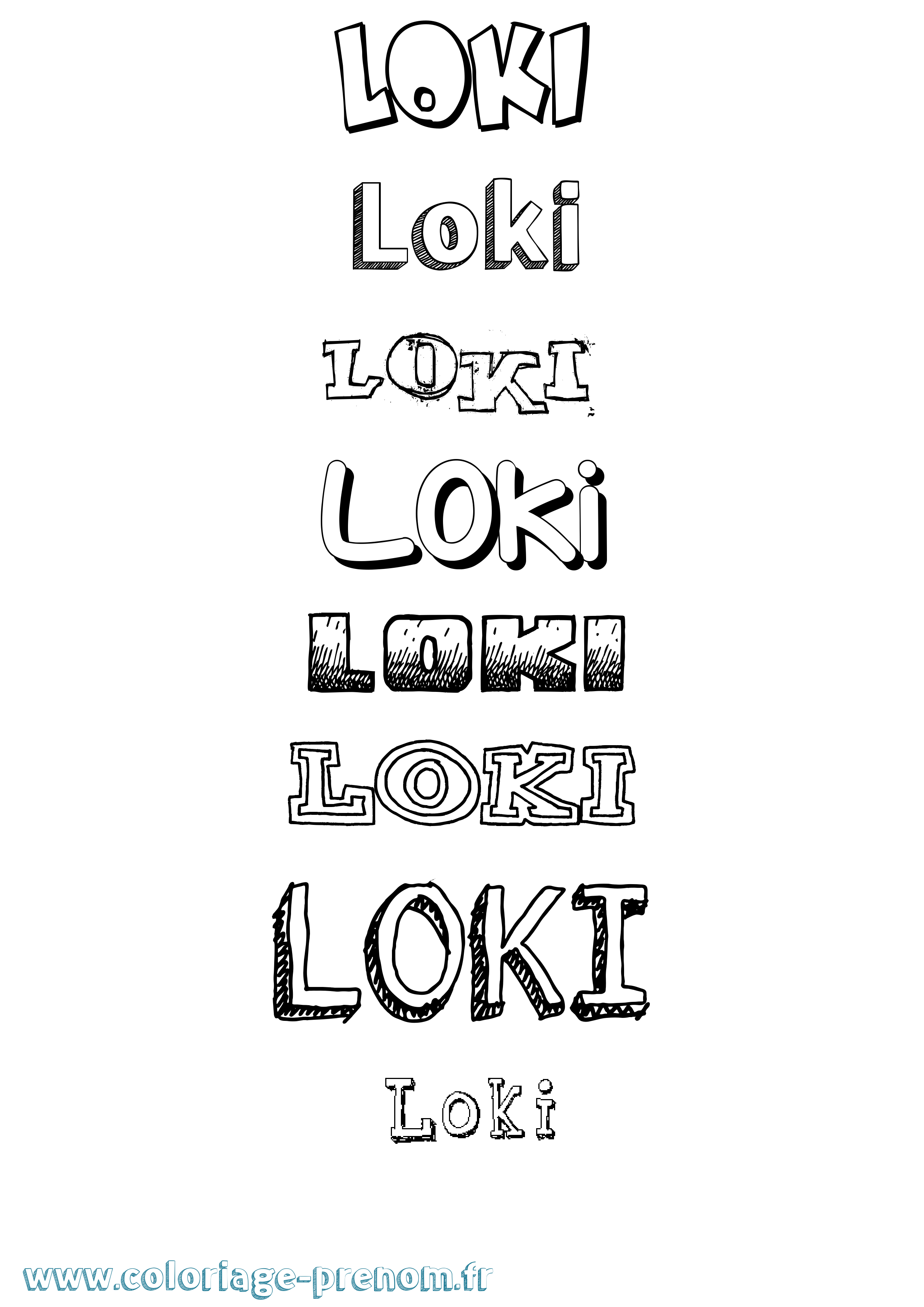 Coloriage prénom Loki Dessiné