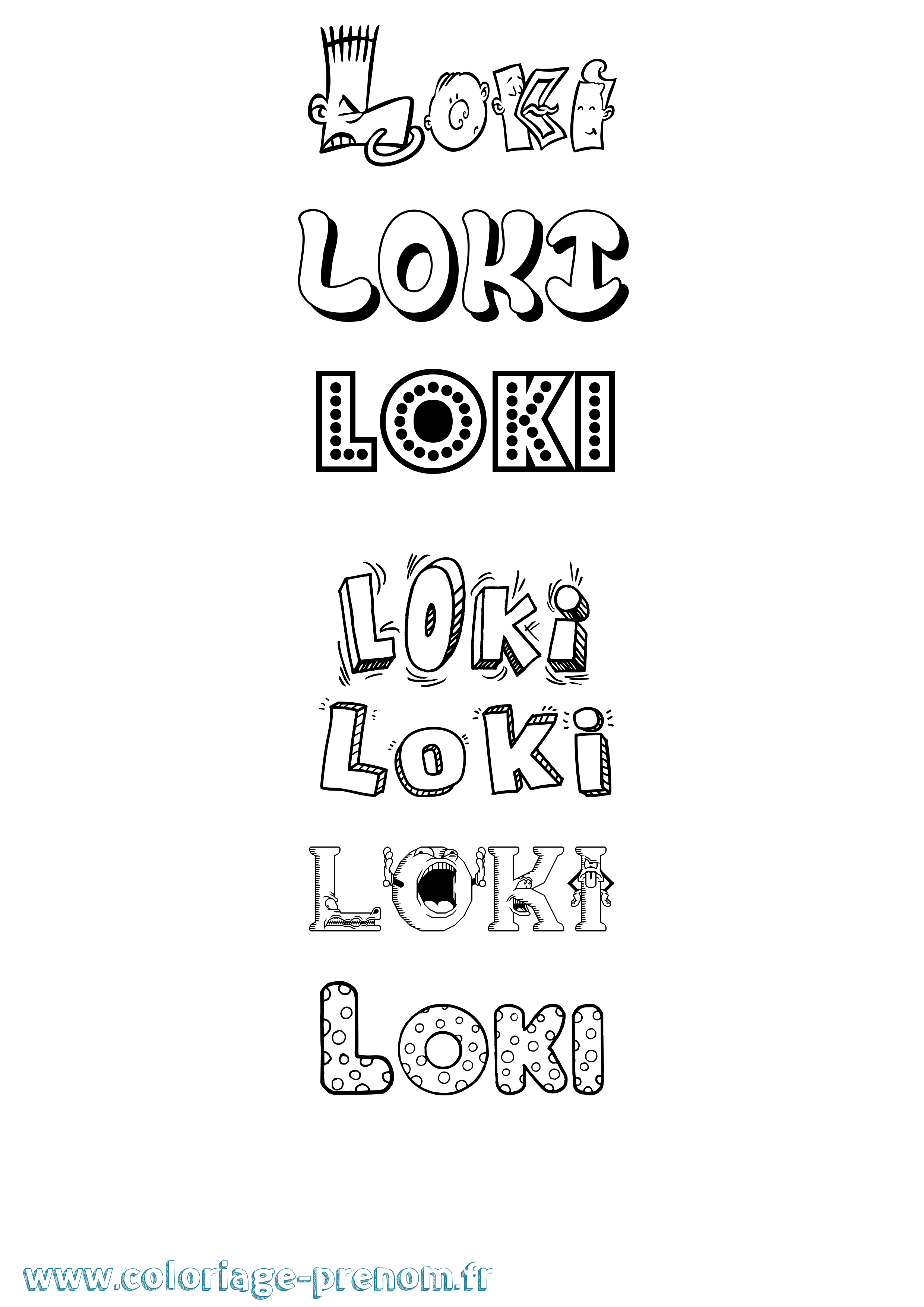 Coloriage prénom Loki Fun