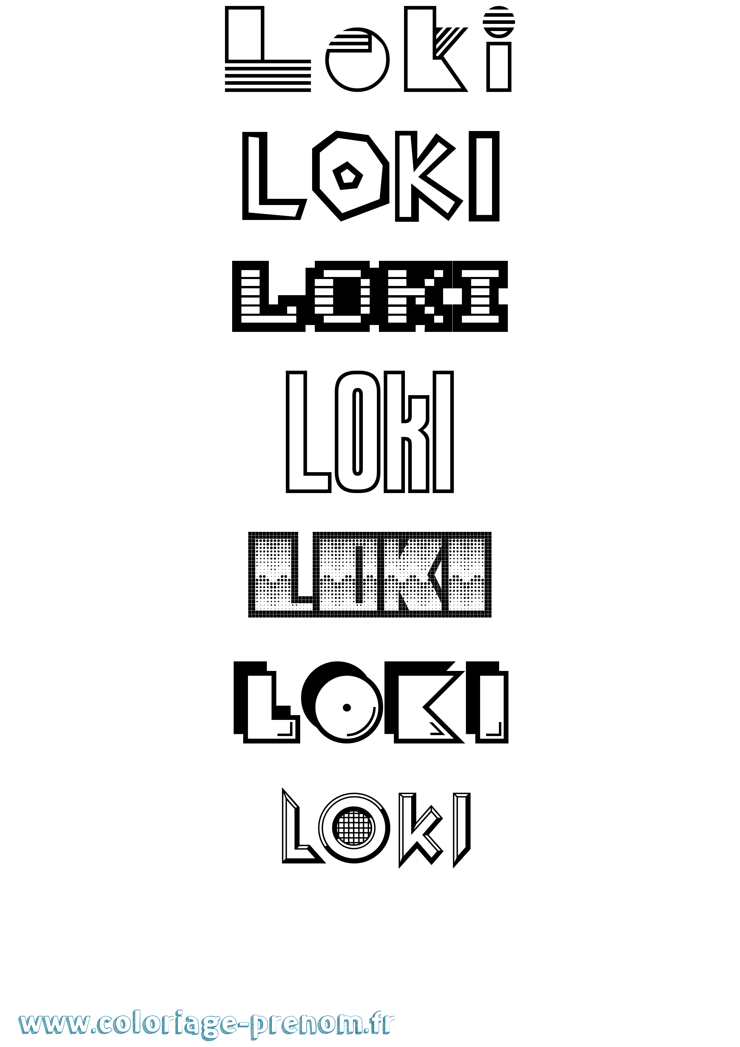 Coloriage prénom Loki Jeux Vidéos