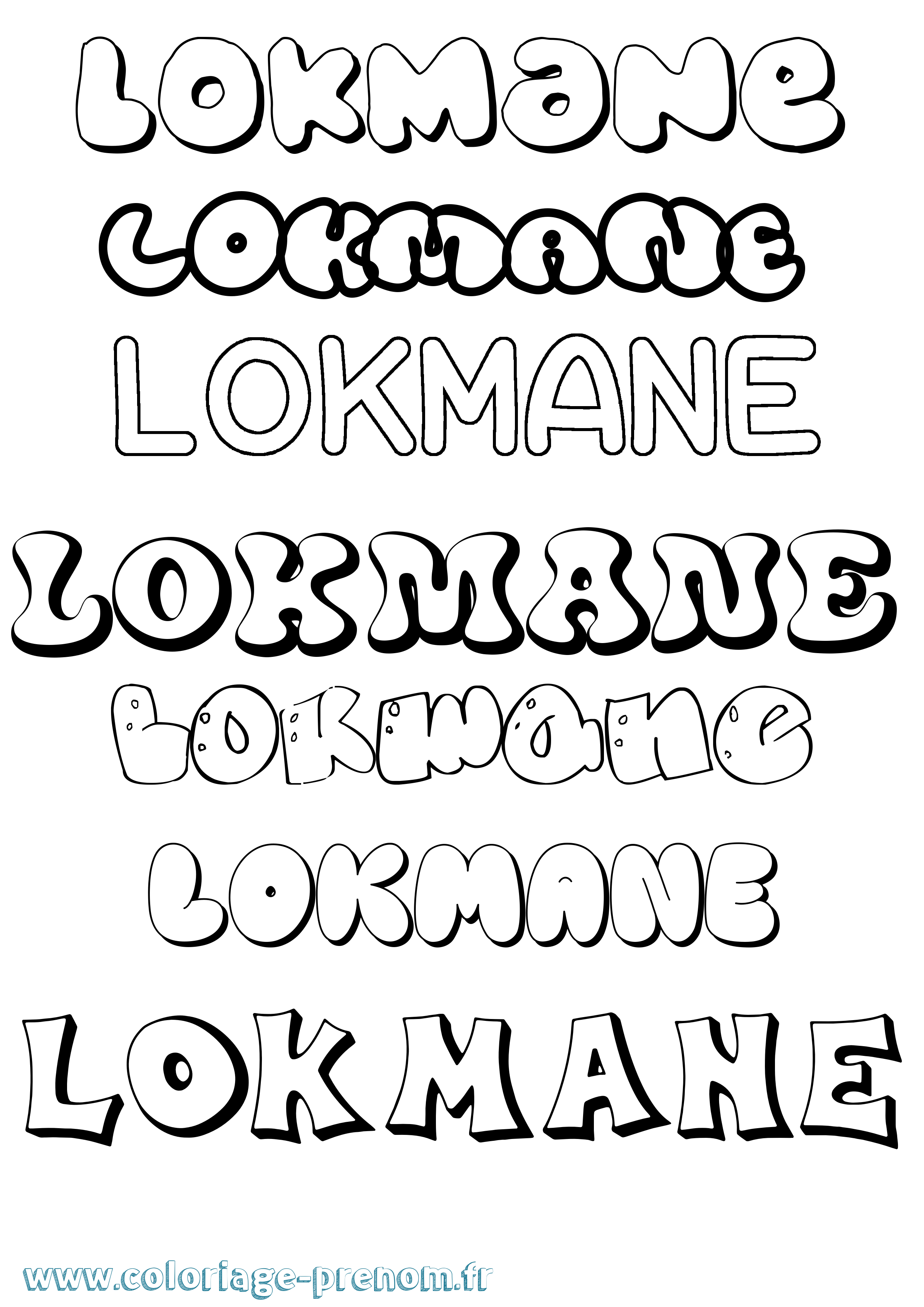 Coloriage prénom Lokmane Bubble