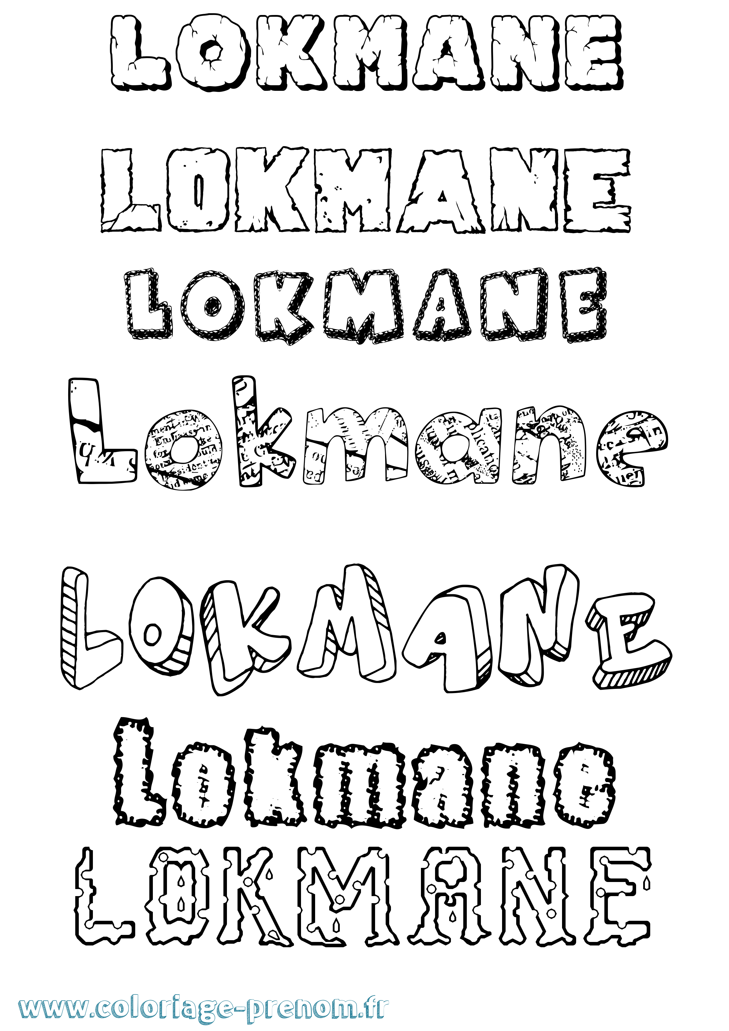 Coloriage prénom Lokmane Destructuré