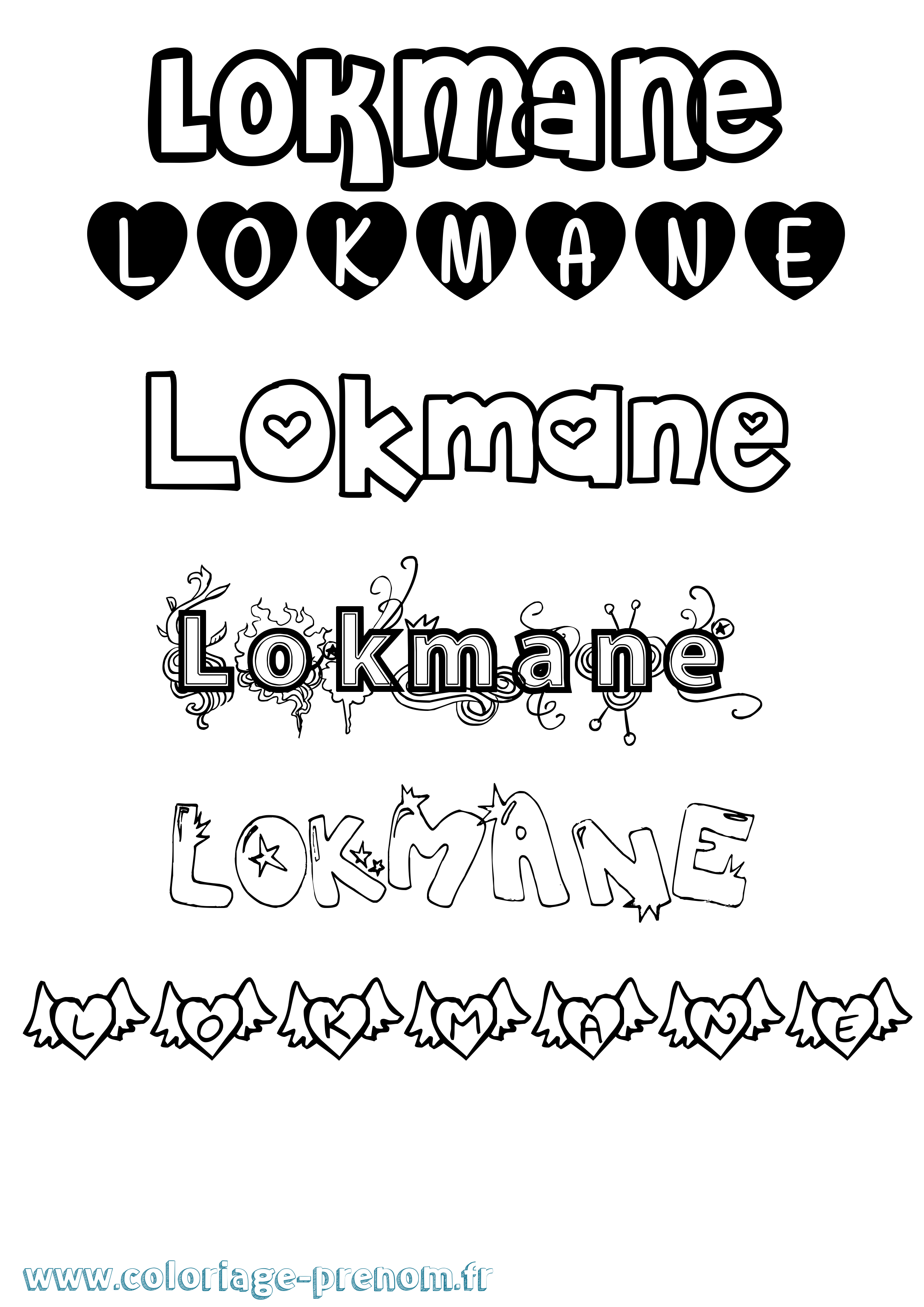 Coloriage prénom Lokmane Girly