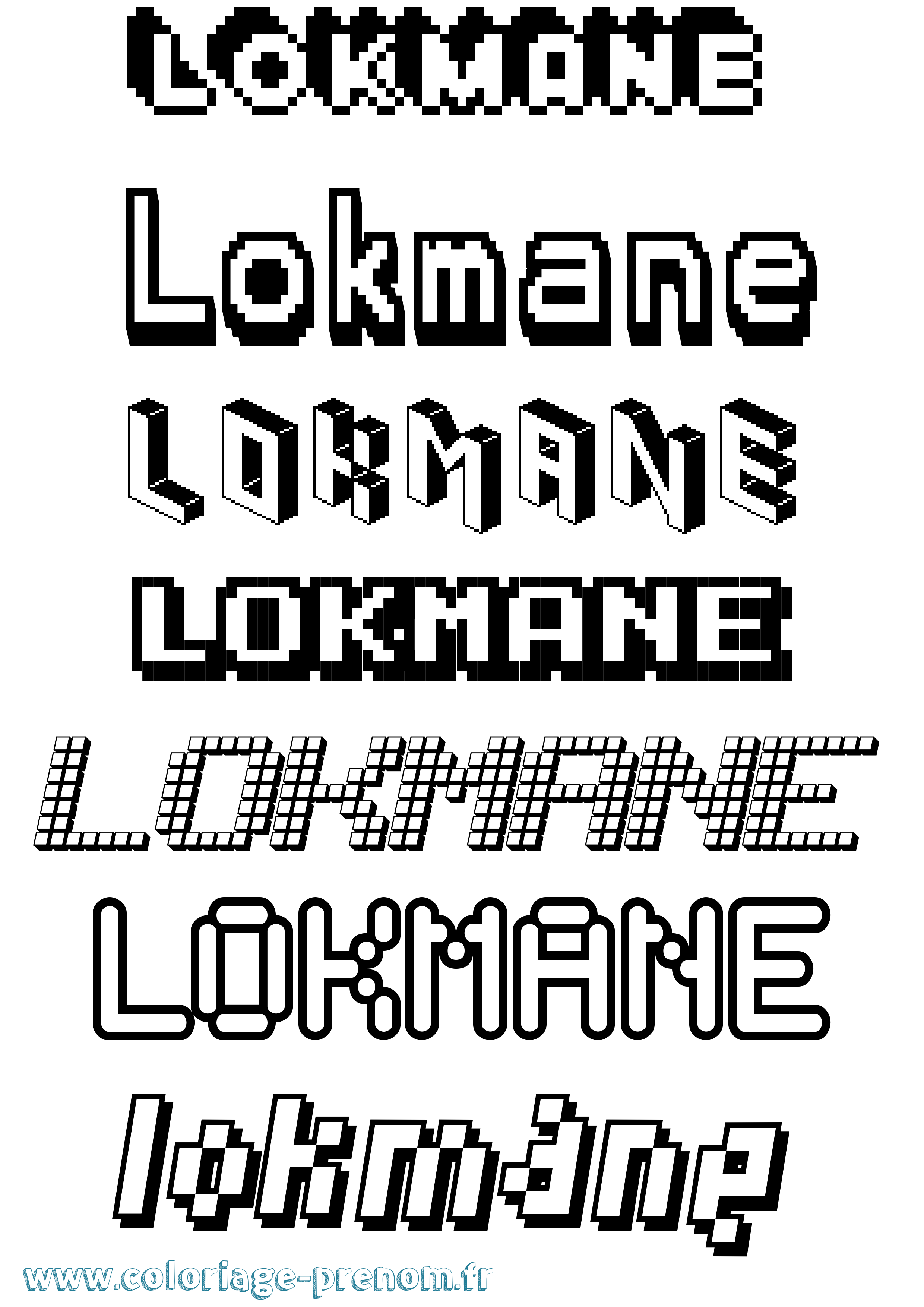 Coloriage prénom Lokmane Pixel