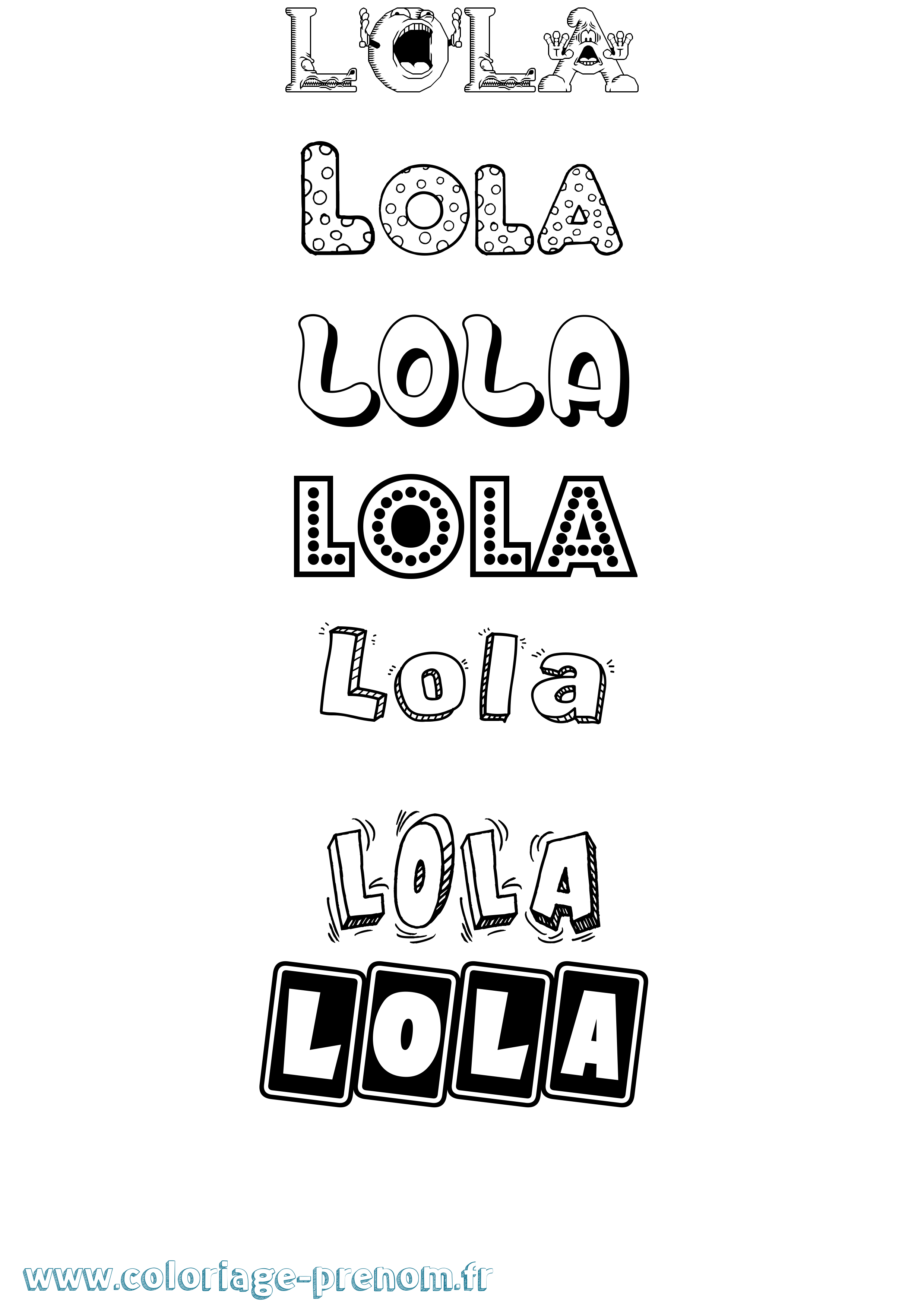 Coloriage prénom Lola Fun