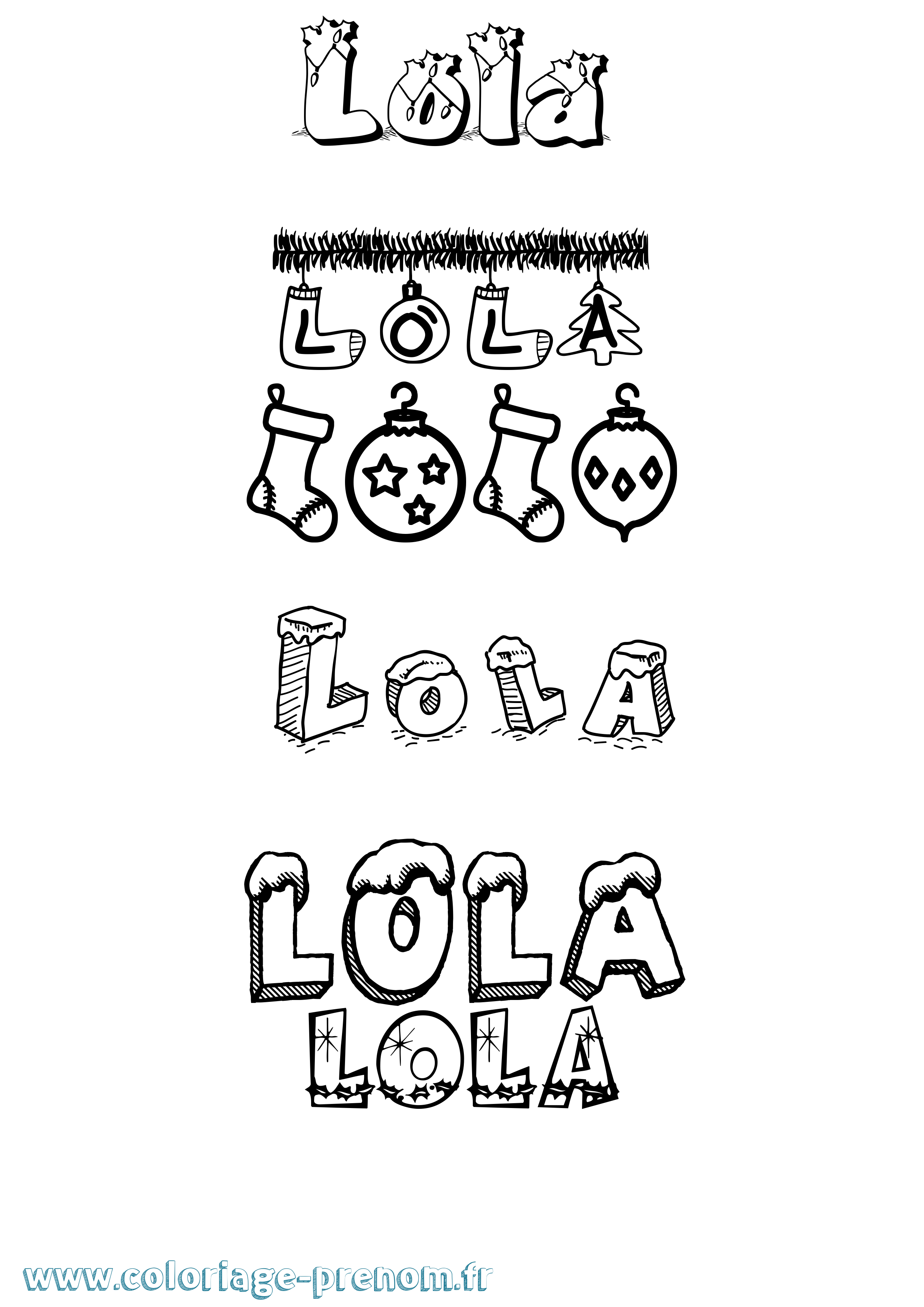 Coloriage prénom Lola Noël