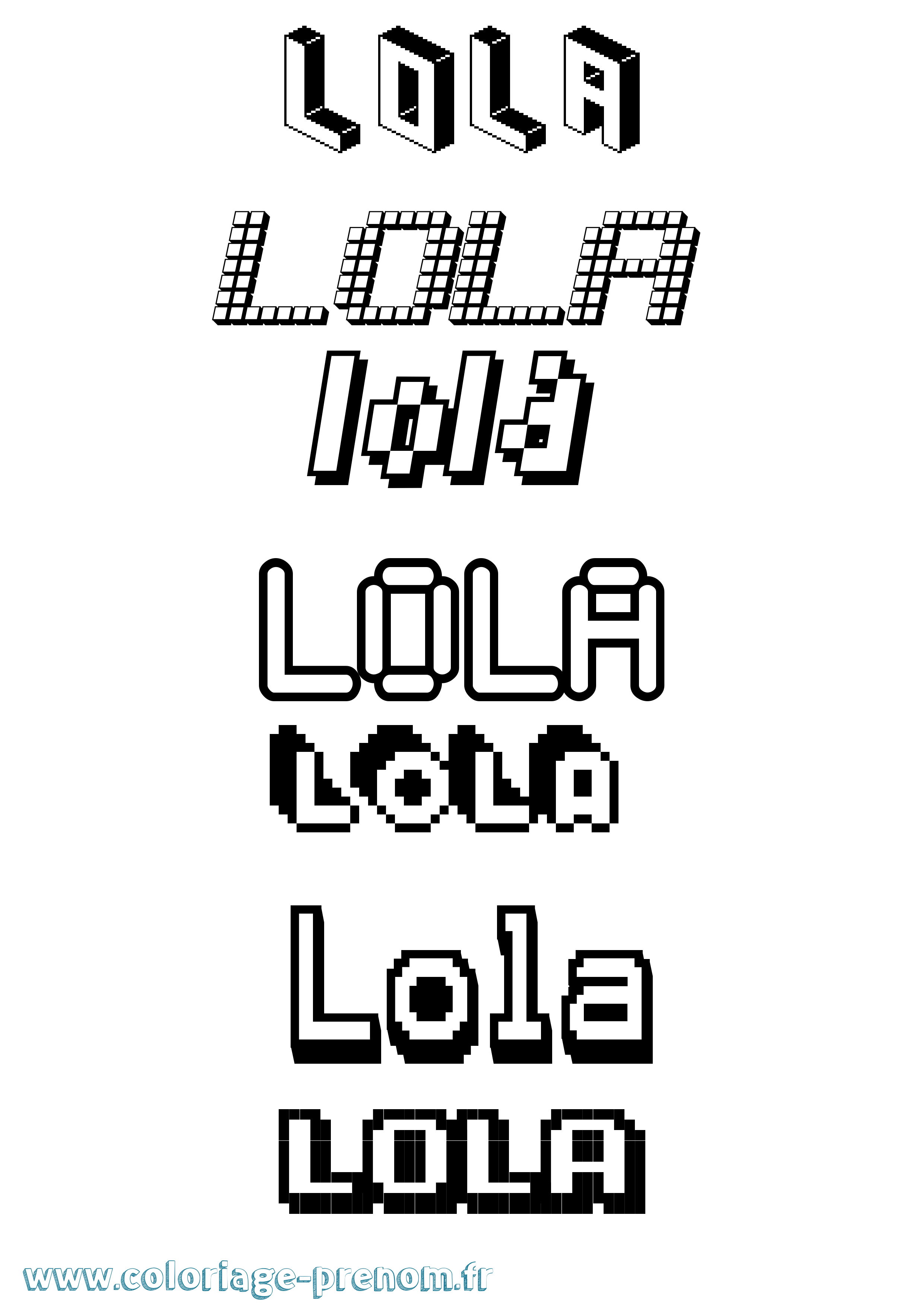 Coloriage prénom Lola Pixel