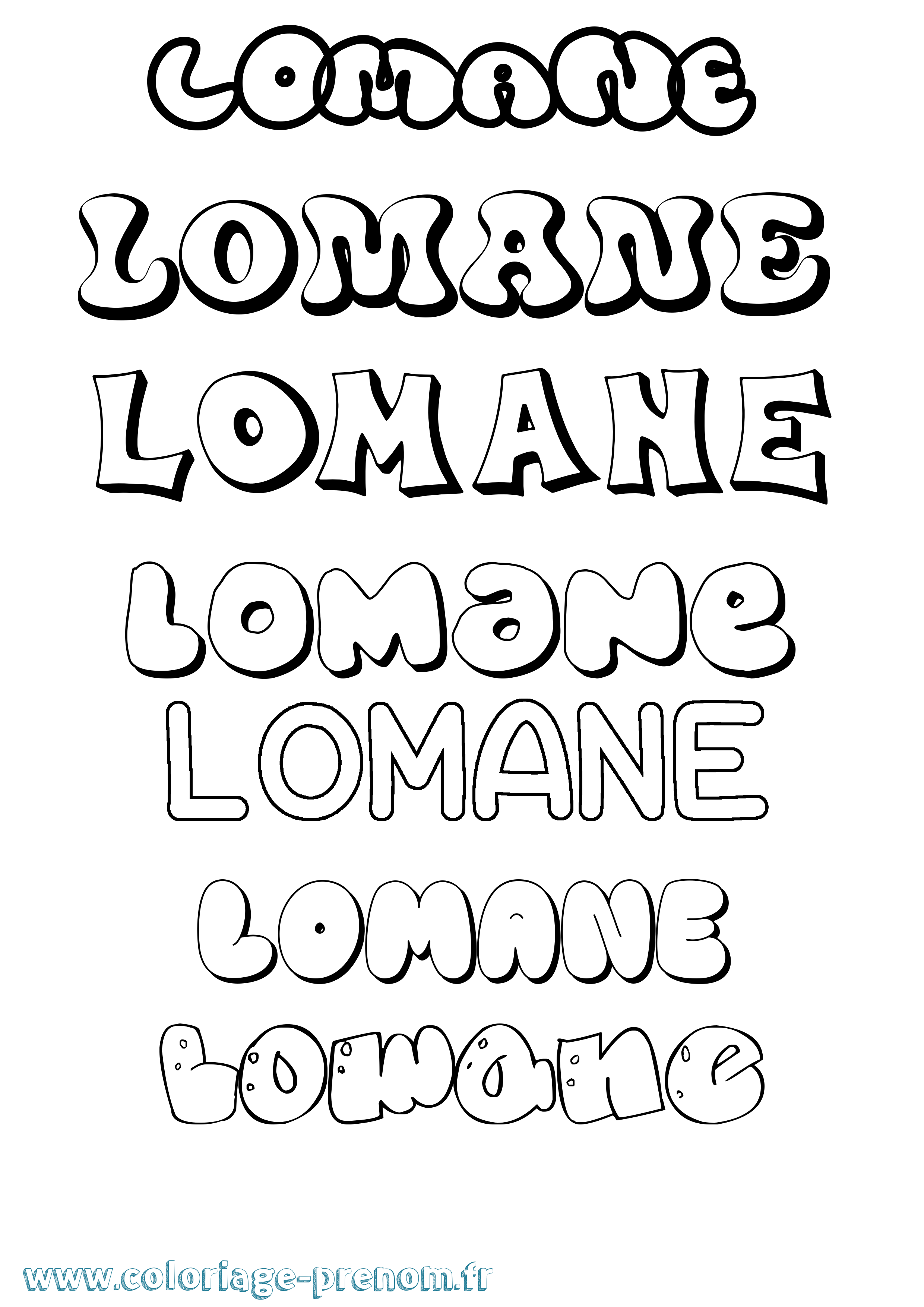 Coloriage prénom Lomane Bubble