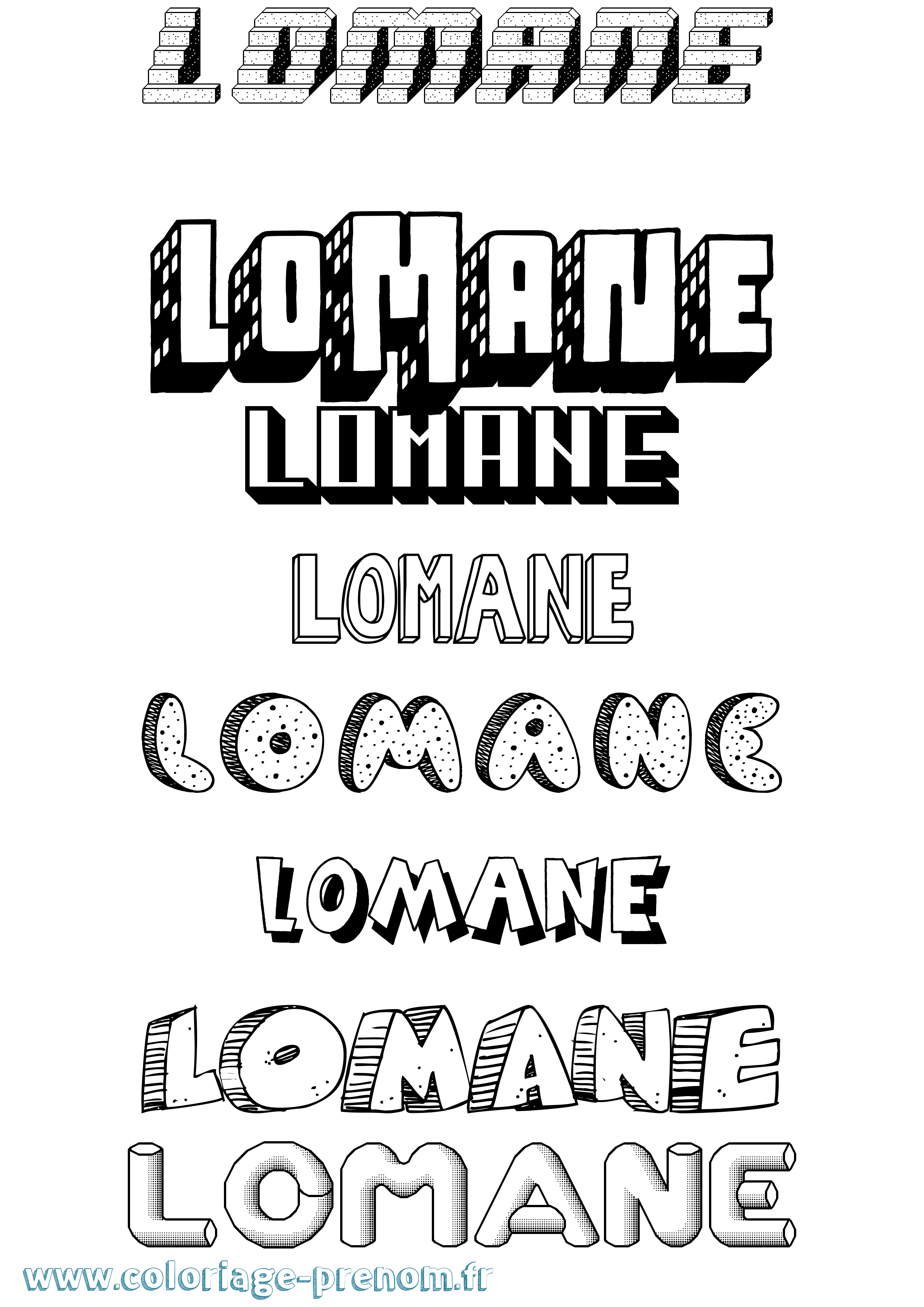 Coloriage prénom Lomane Effet 3D