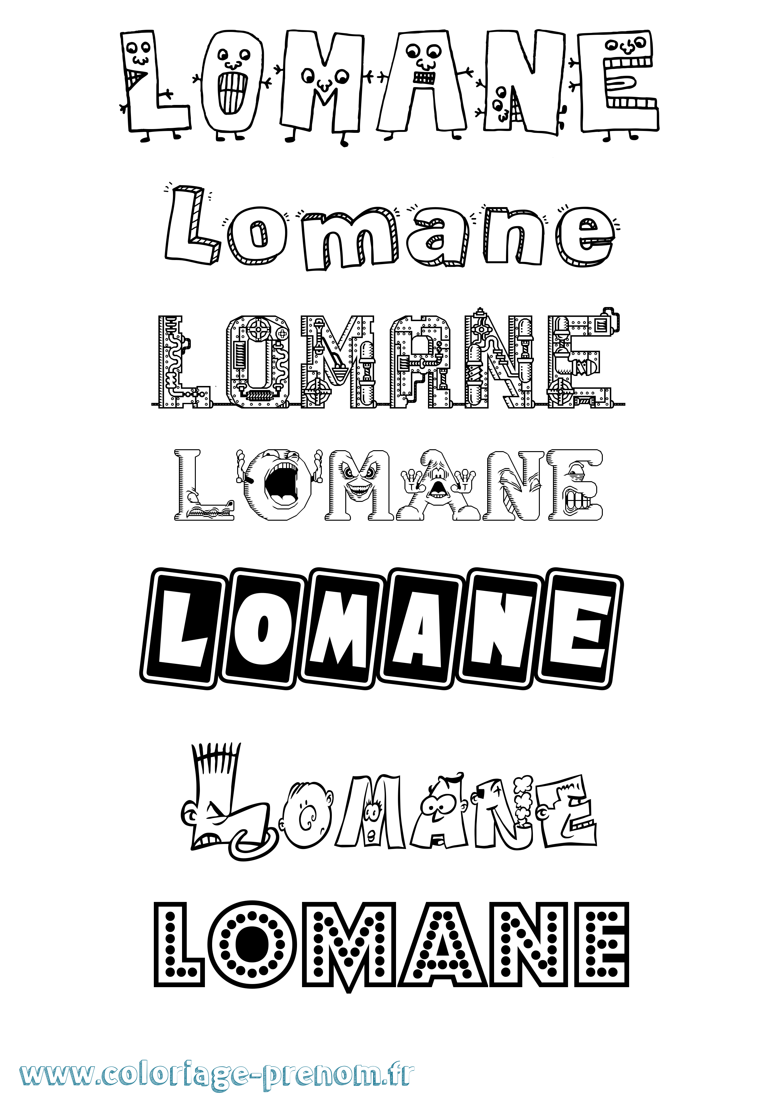 Coloriage prénom Lomane Fun