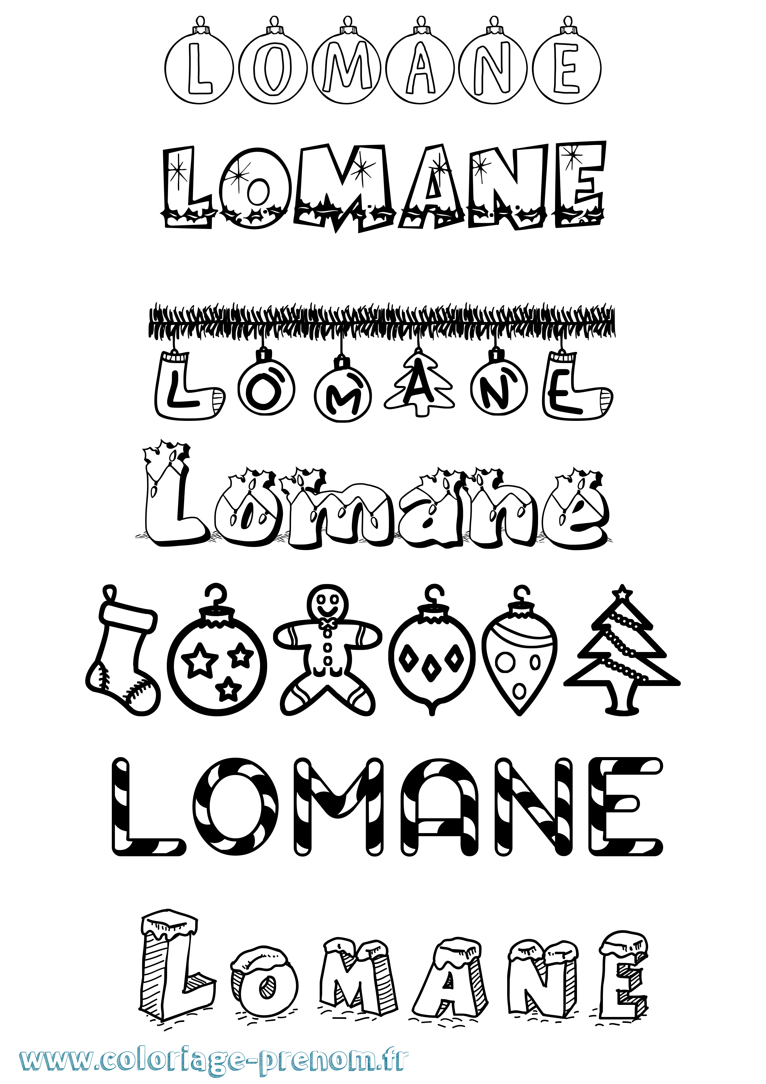 Coloriage prénom Lomane Noël