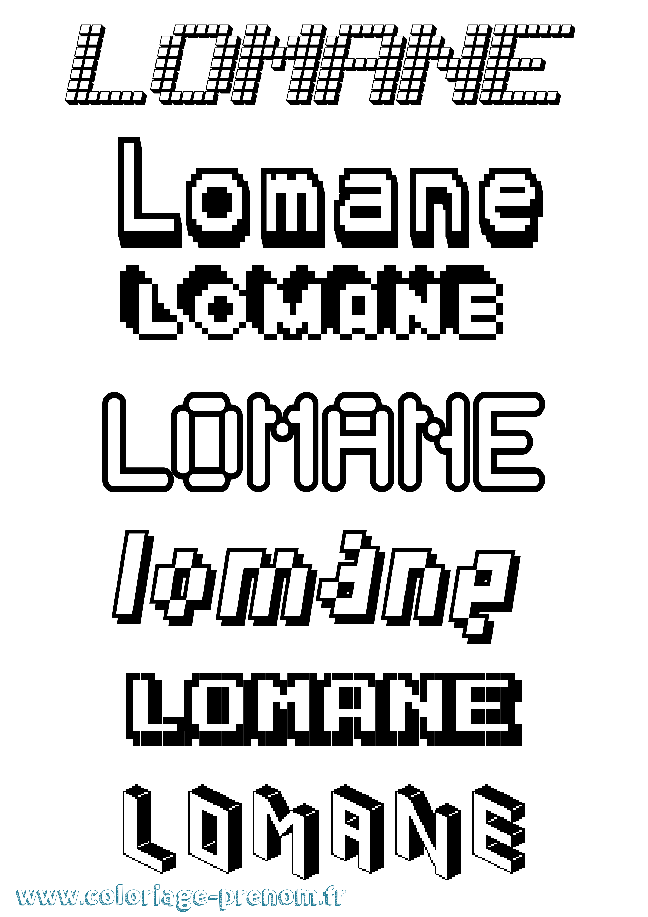Coloriage prénom Lomane Pixel
