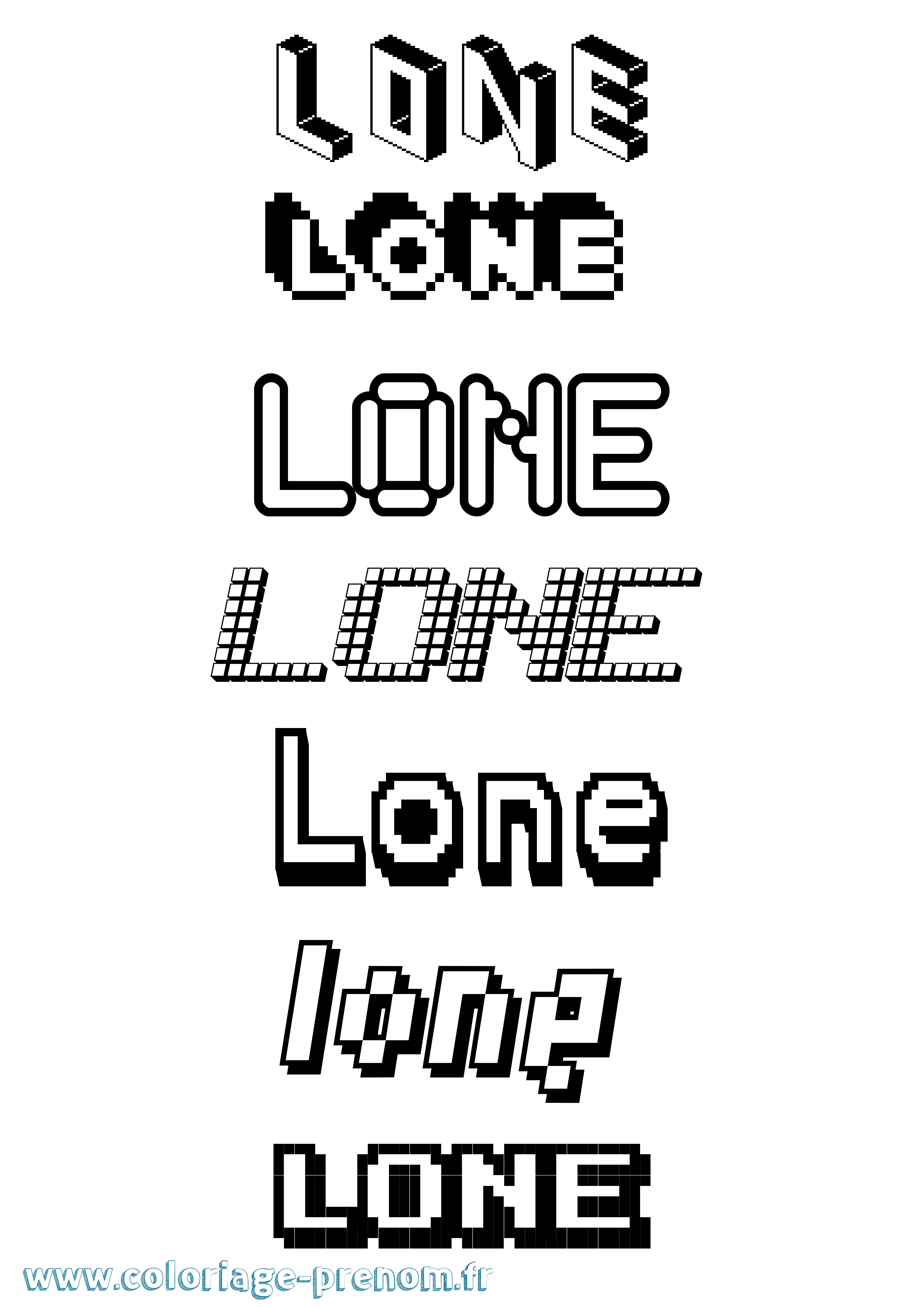 Coloriage prénom Lone Pixel