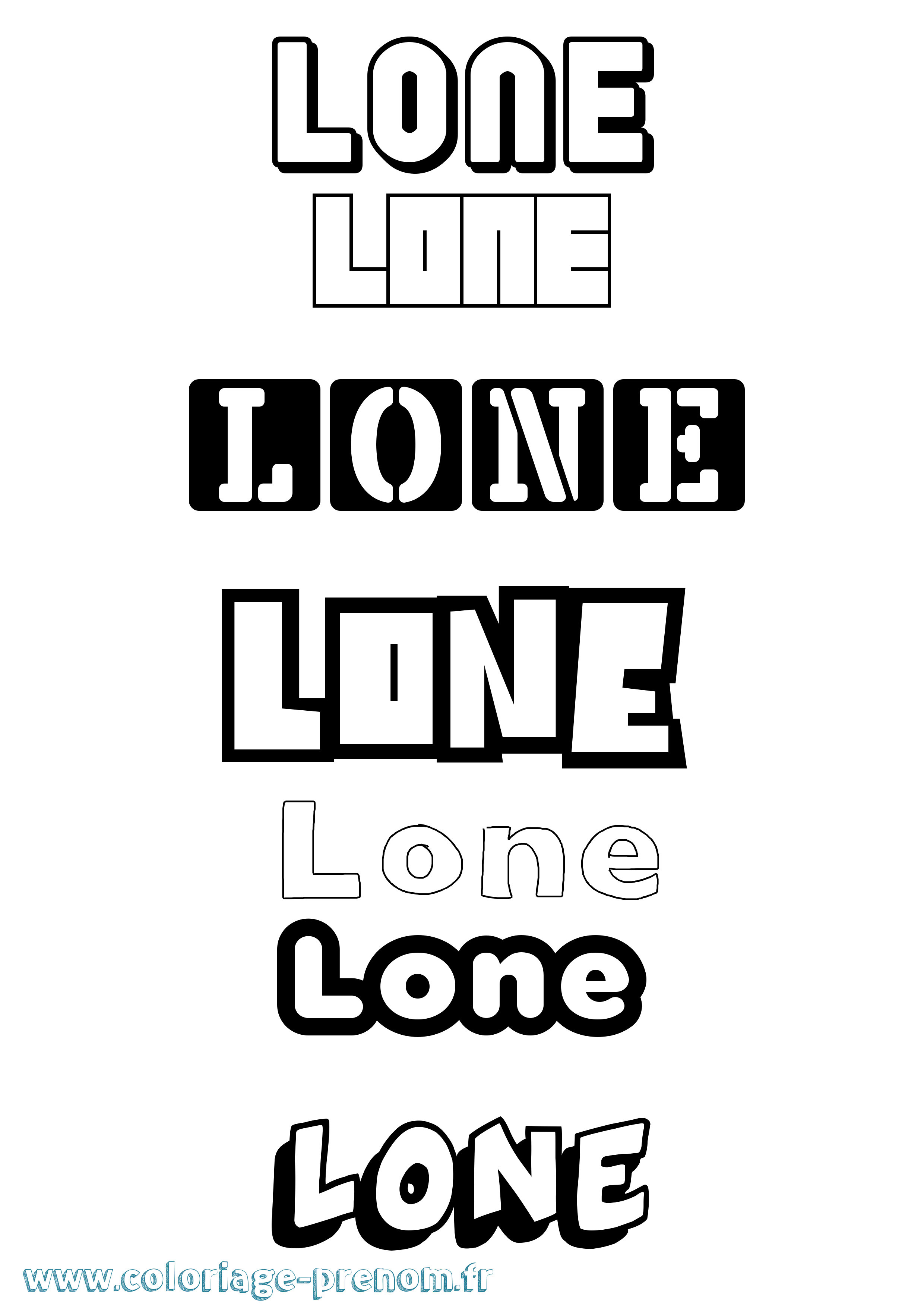 Coloriage prénom Lone Simple