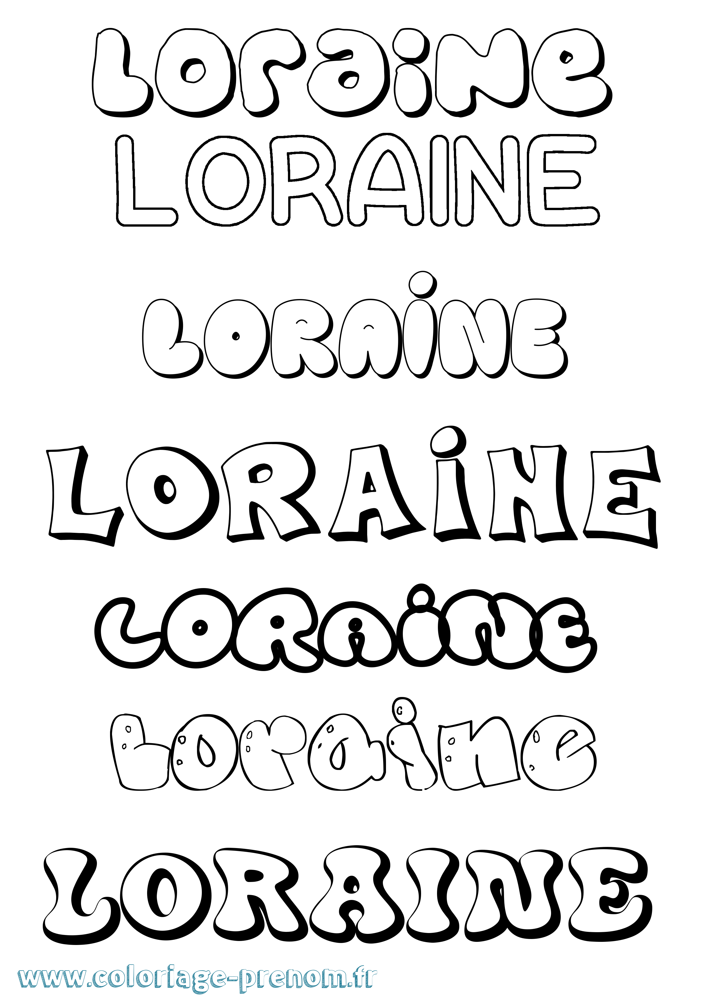 Coloriage Loraine Bubble Coloriage prénom Loraine Bubble