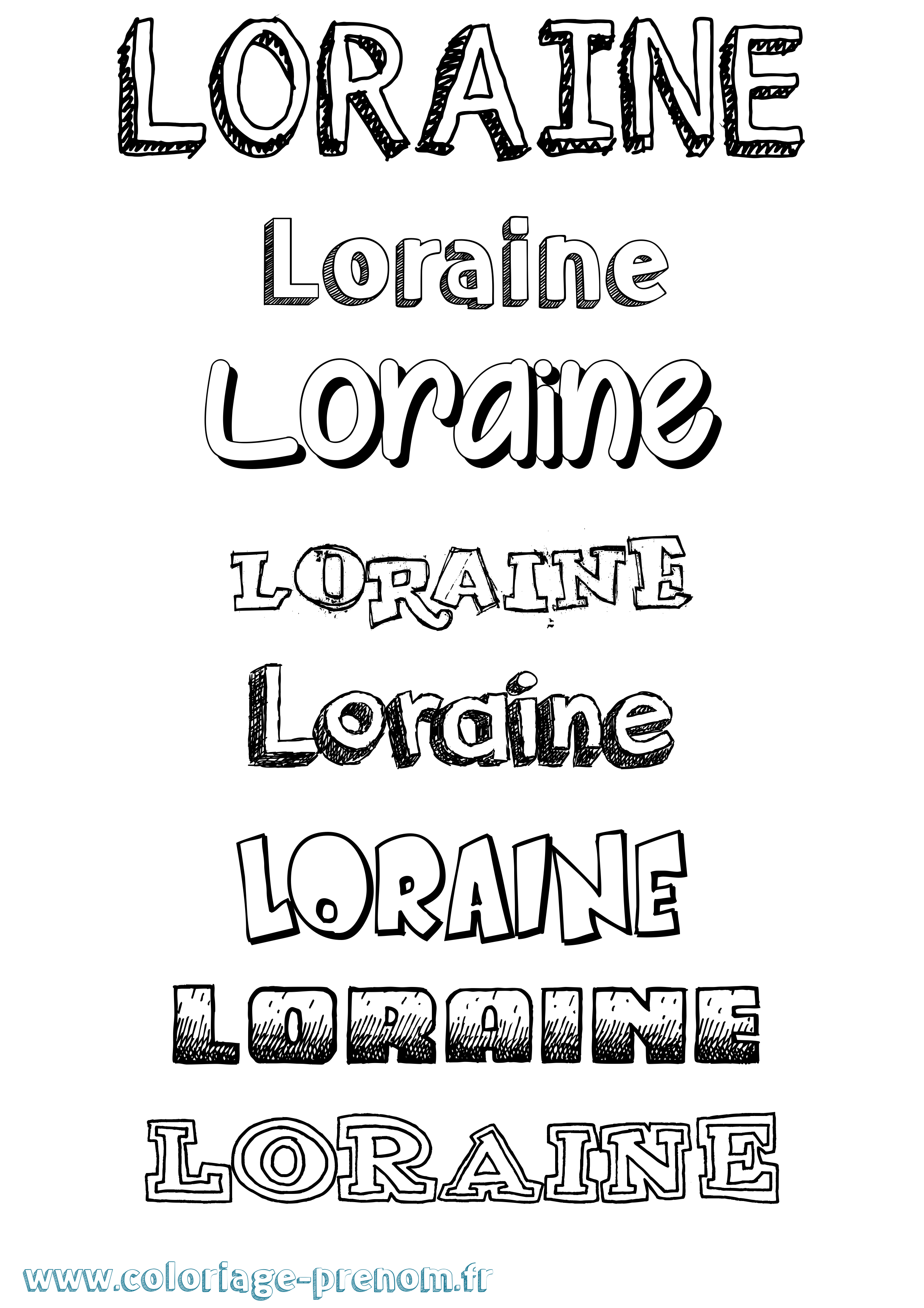 Coloriage prénom Loraine Dessiné