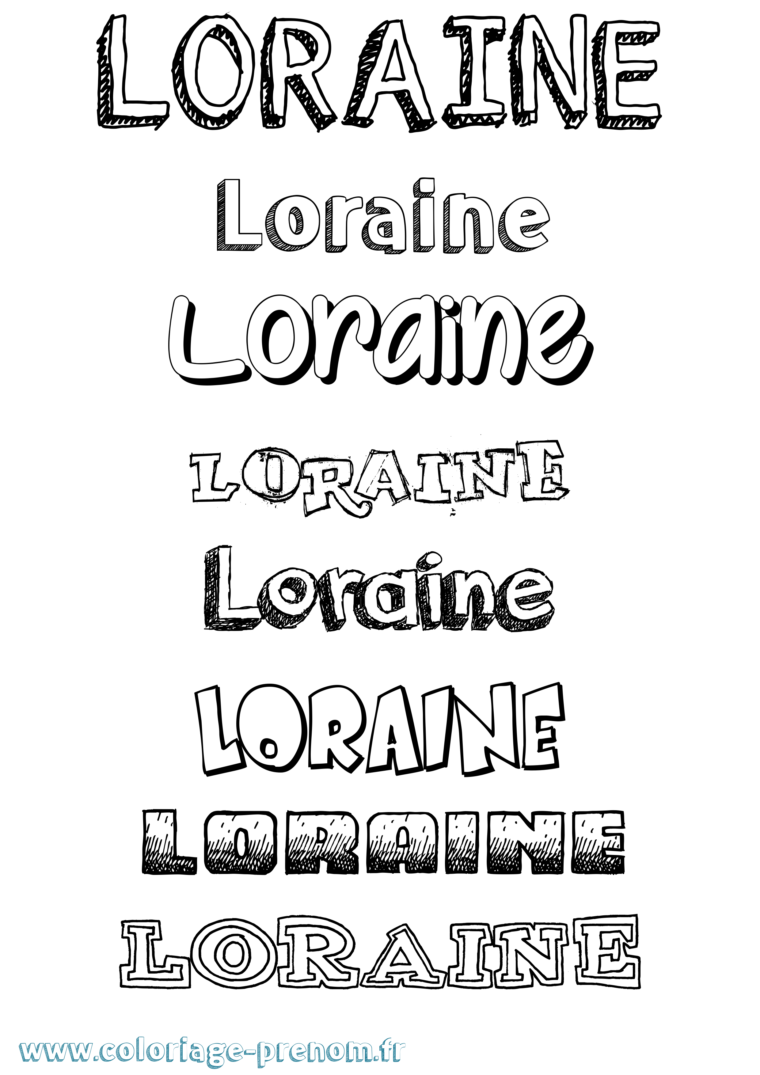 Coloriage Loraine Dessiné Coloriage prénom Loraine Dessiné
