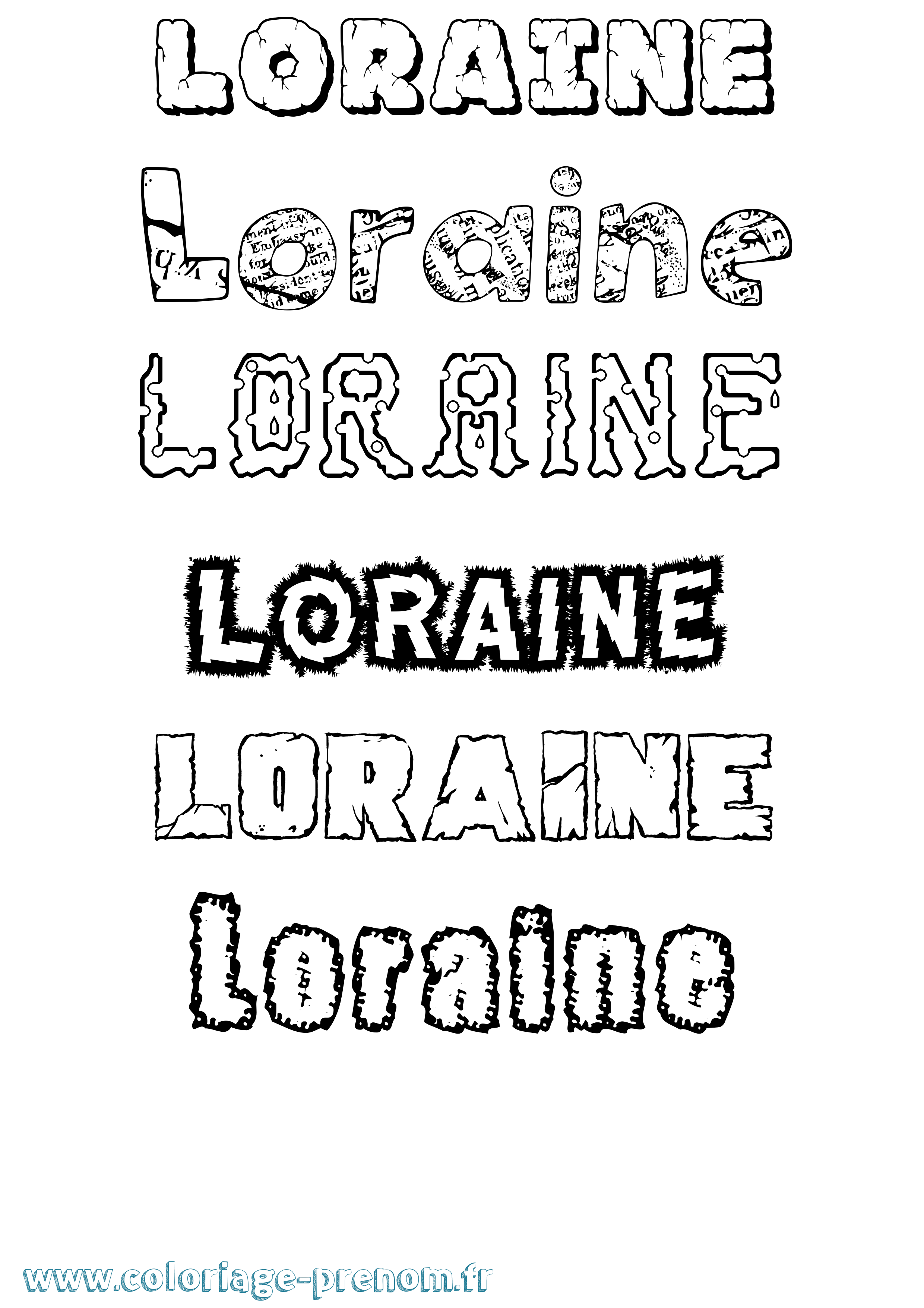 Coloriage prénom Loraine Destructuré