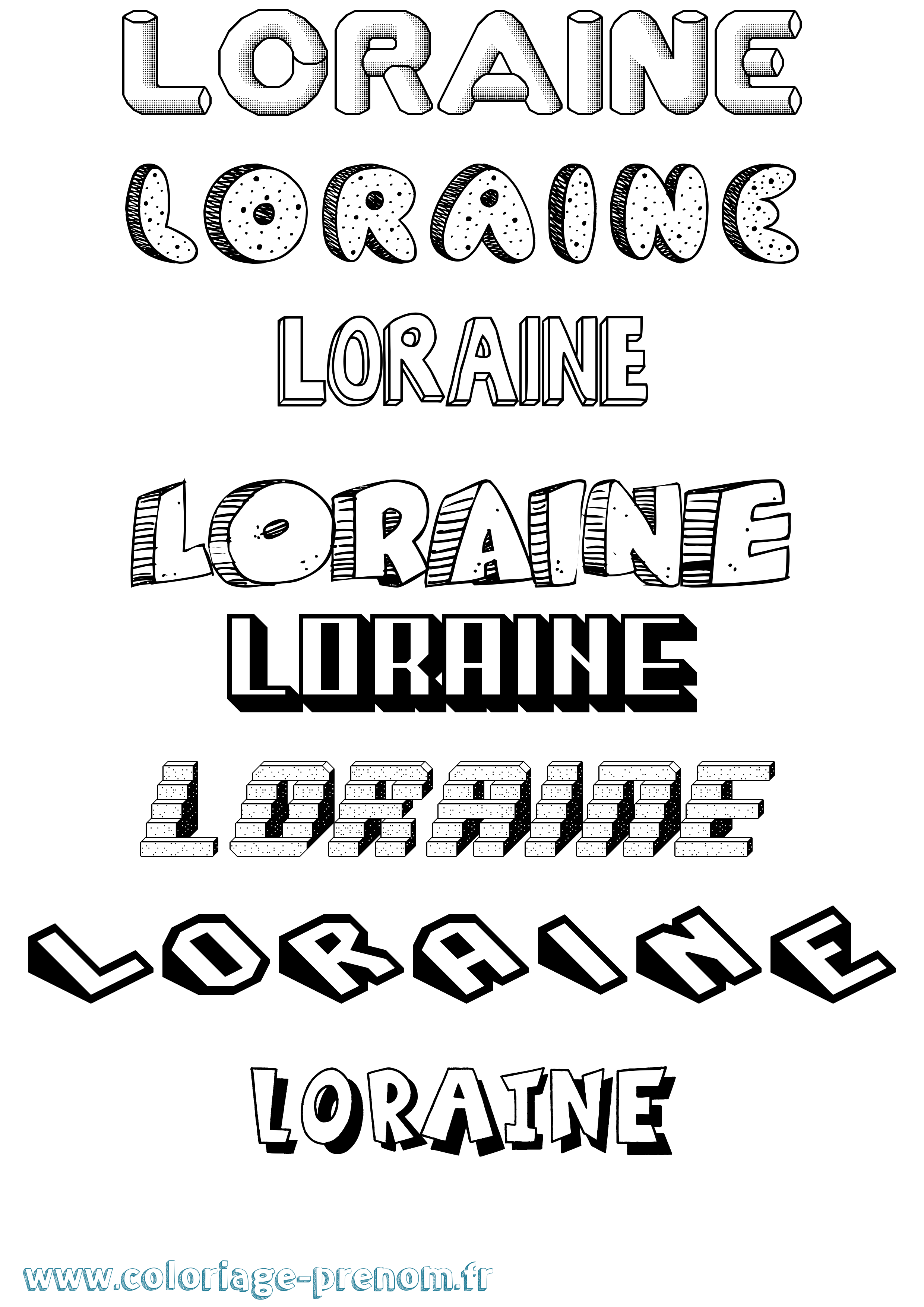 Coloriage prénom Loraine Effet 3D