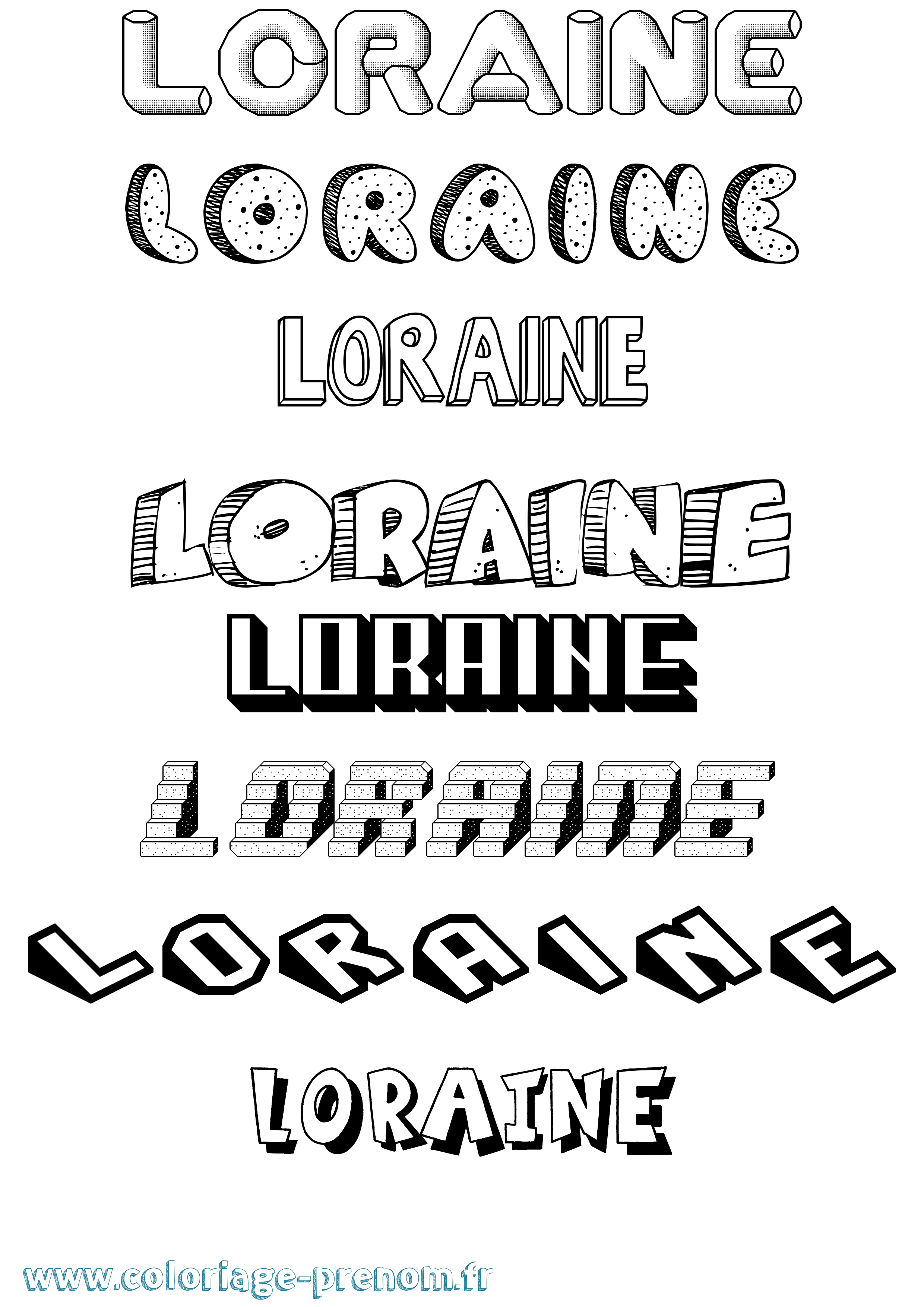 Coloriage Loraine Effet 3D Coloriage prénom Loraine Effet 3D