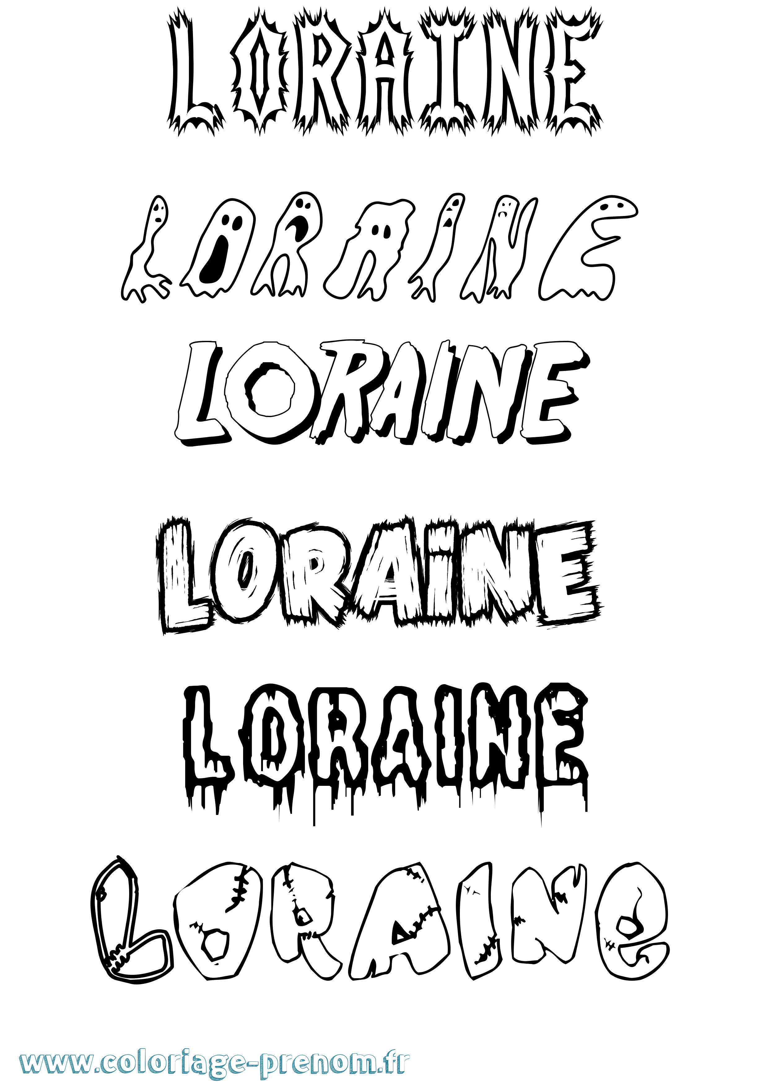 Coloriage prénom Loraine Frisson