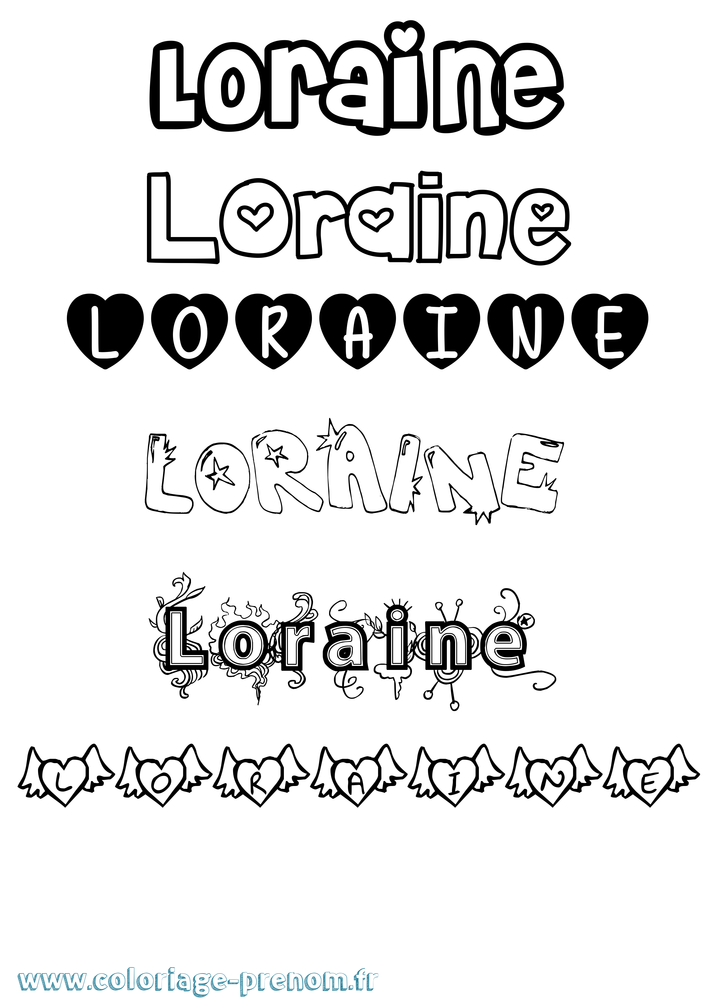 Coloriage Loraine Girly Coloriage prénom Loraine Girly