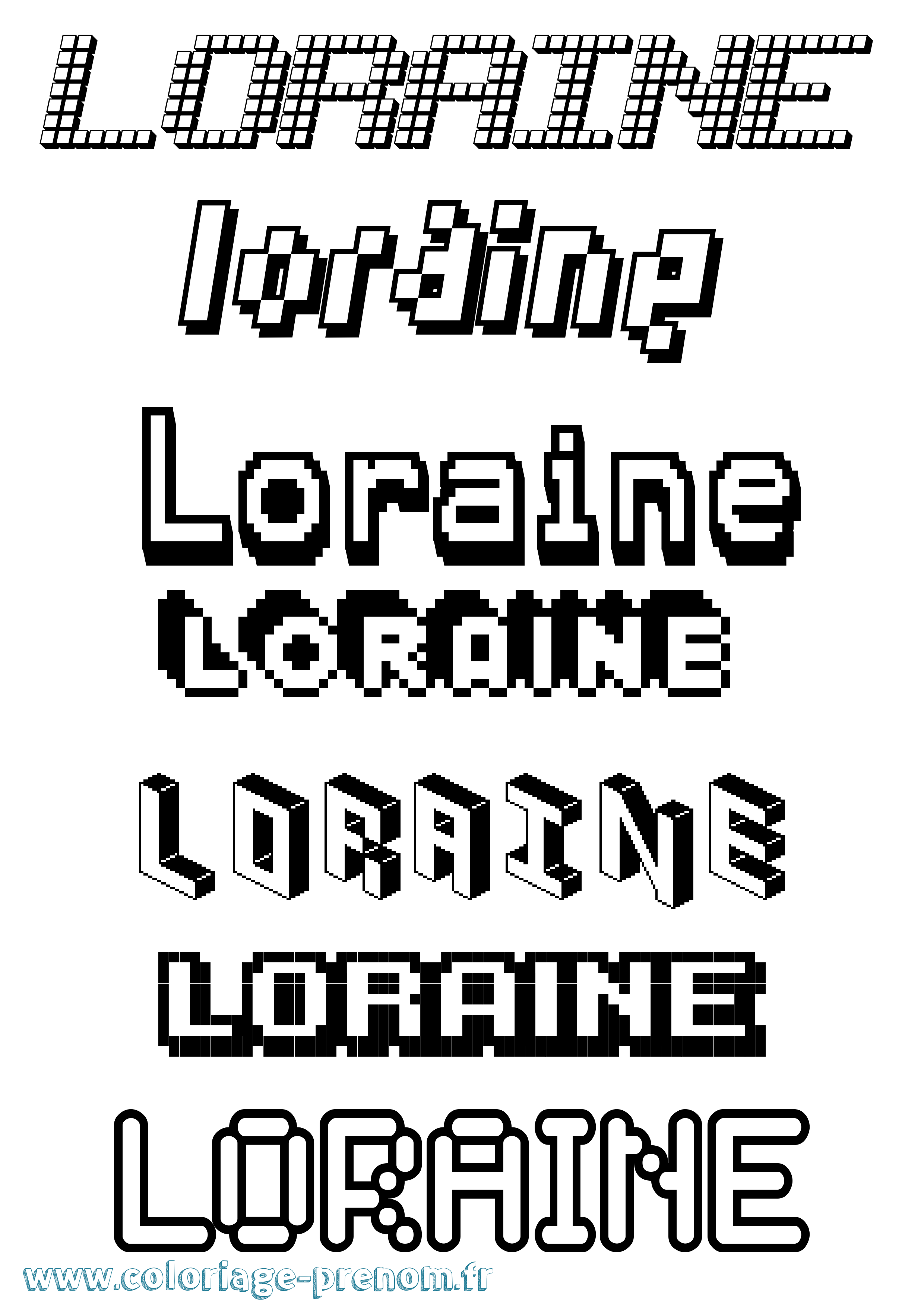 Coloriage prénom Loraine Pixel