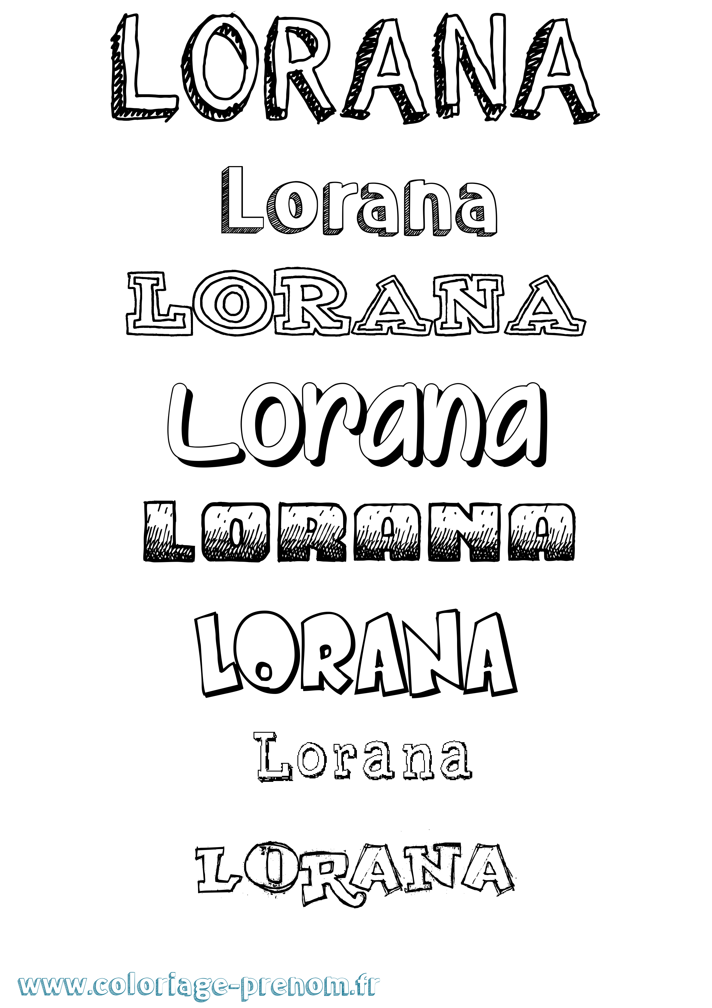 Coloriage prénom Lorana Dessiné