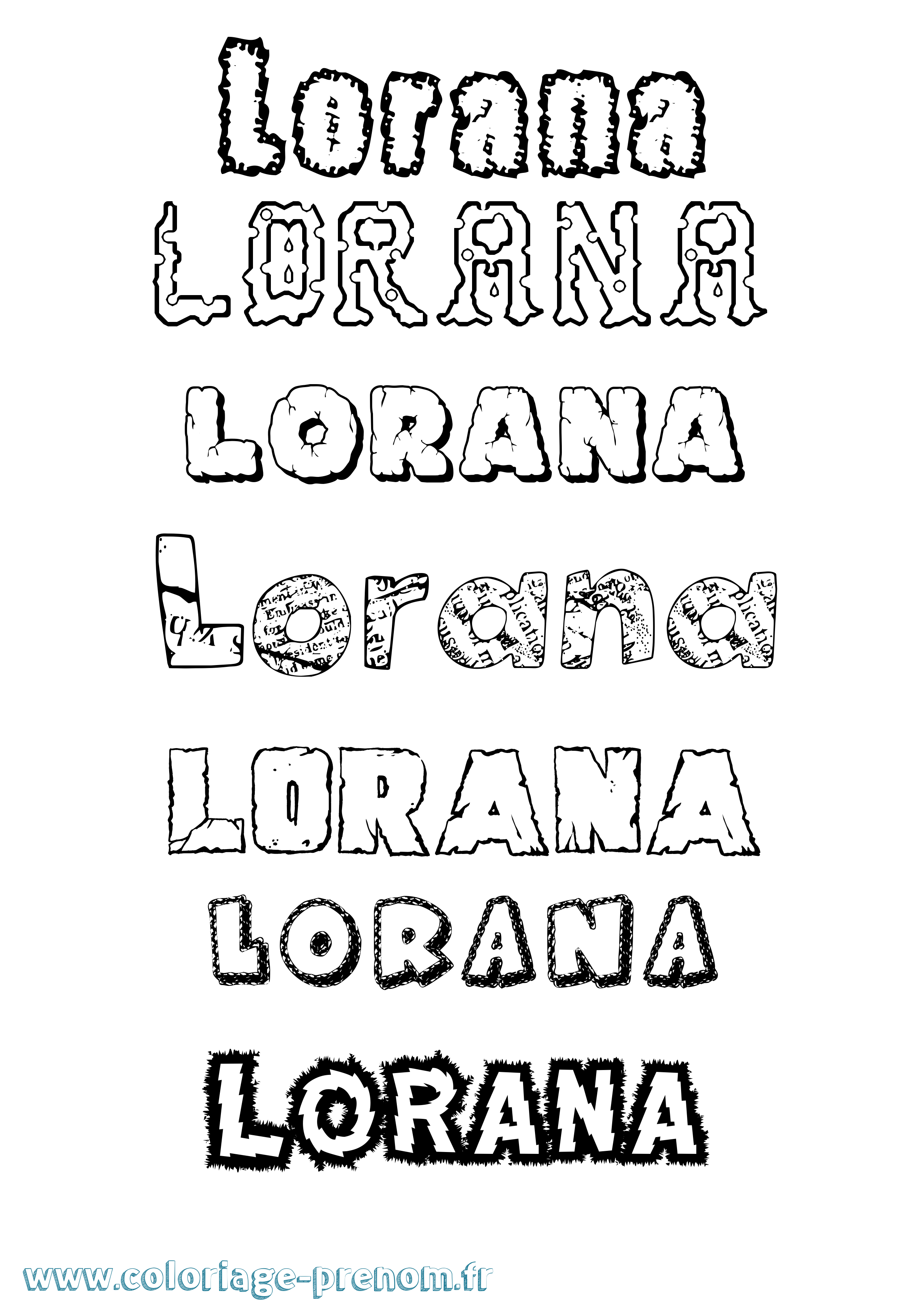Coloriage prénom Lorana Destructuré