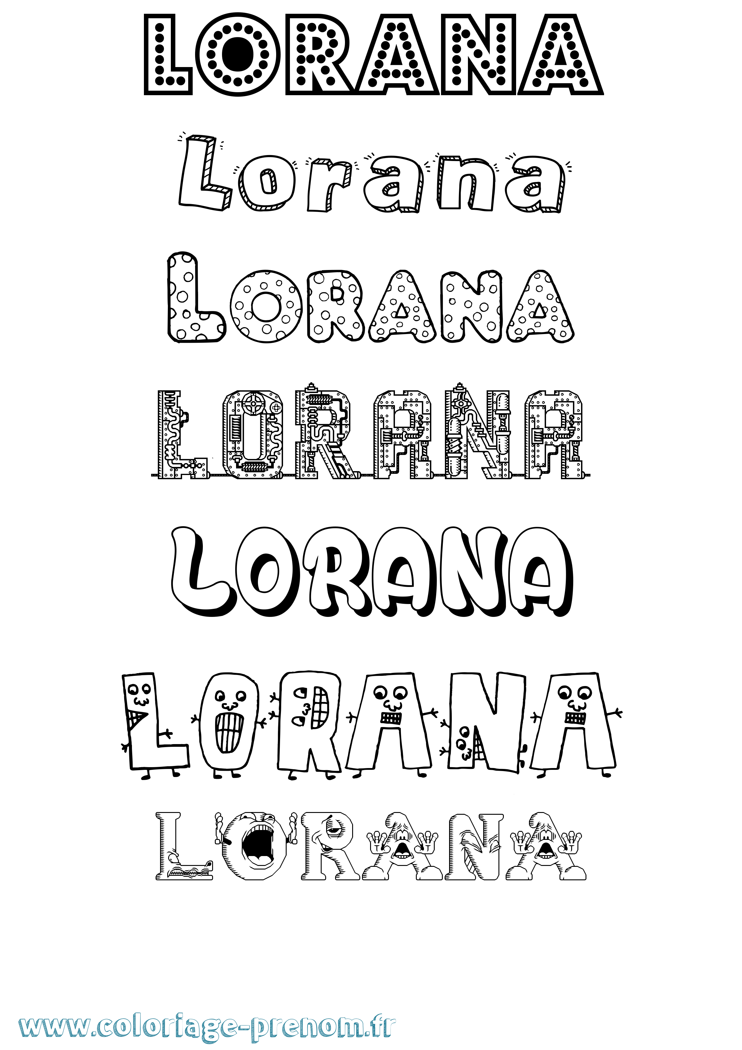 Coloriage prénom Lorana Fun