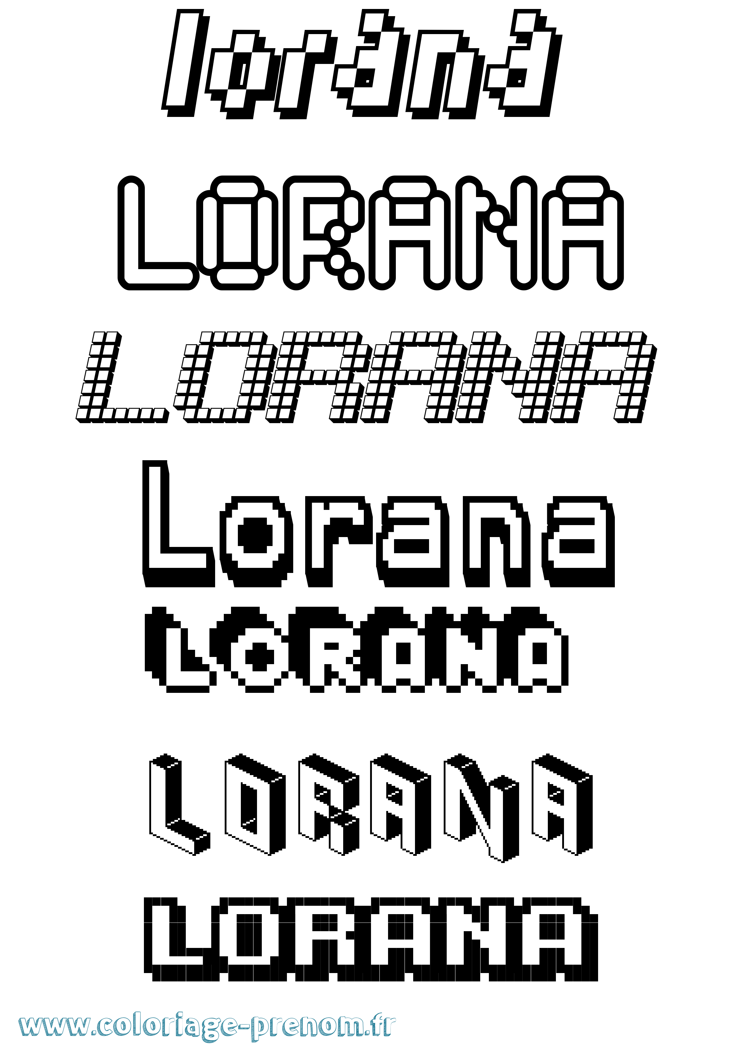 Coloriage prénom Lorana Pixel