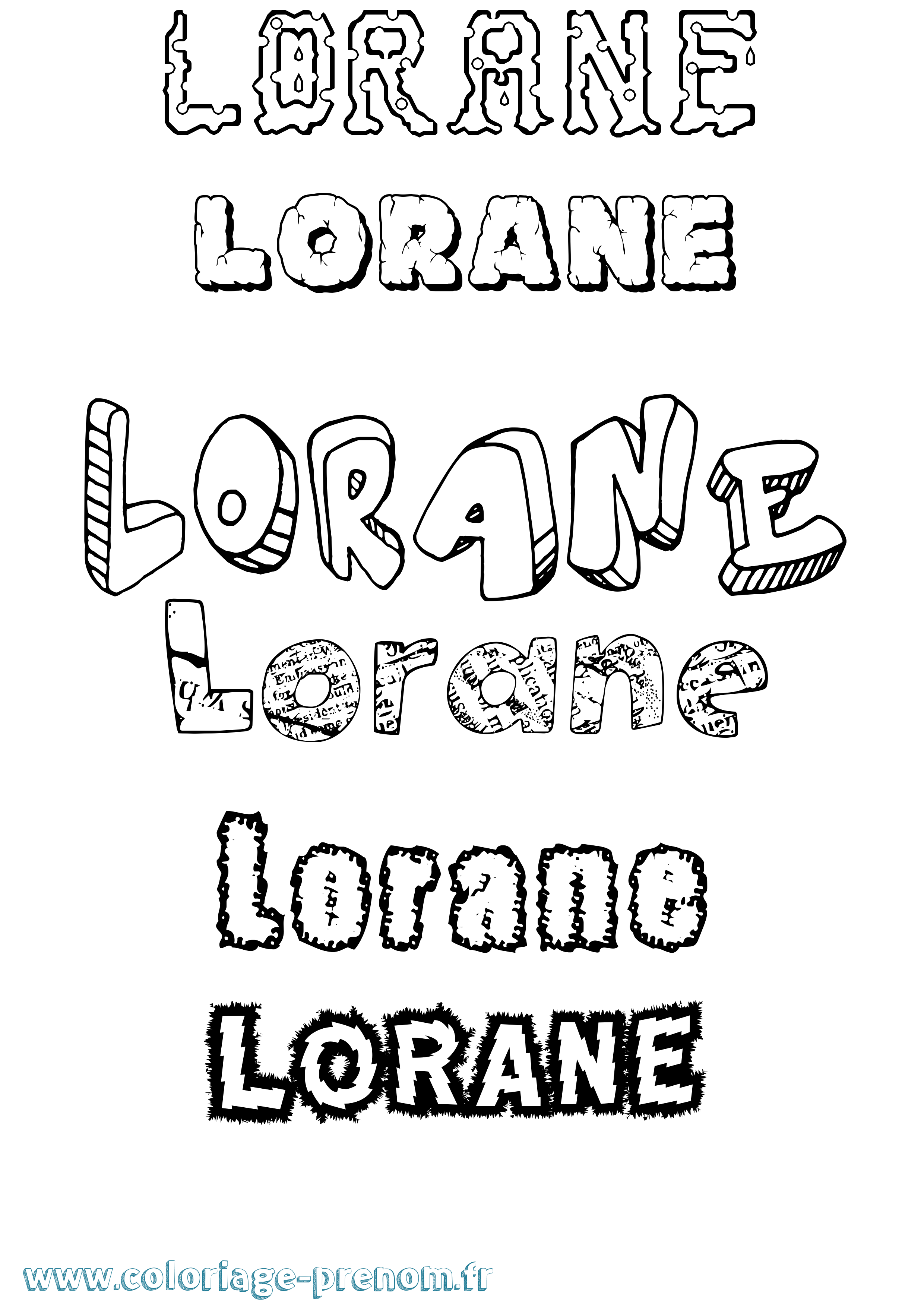Coloriage prénom Lorane Destructuré