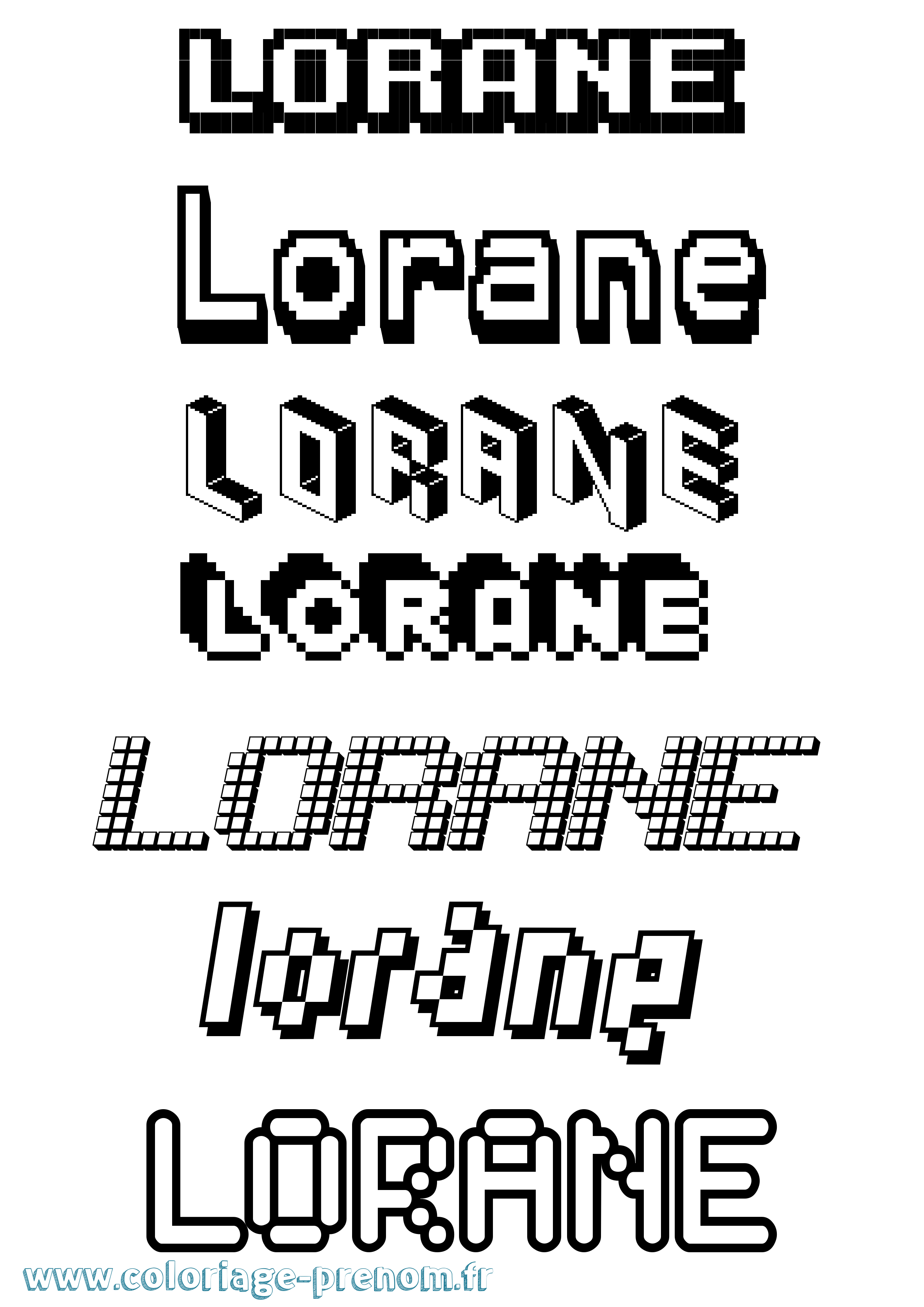 Coloriage prénom Lorane Pixel