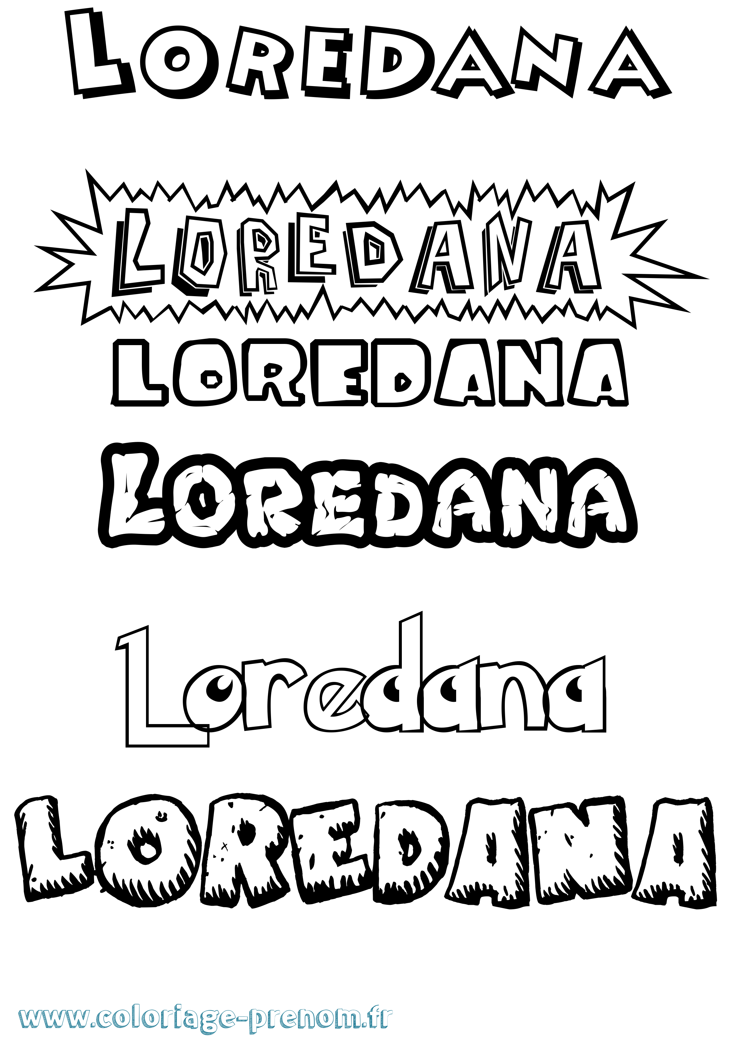 Coloriage Loredana Dessin Animé Coloriage prénom Loredana Dessin Animé