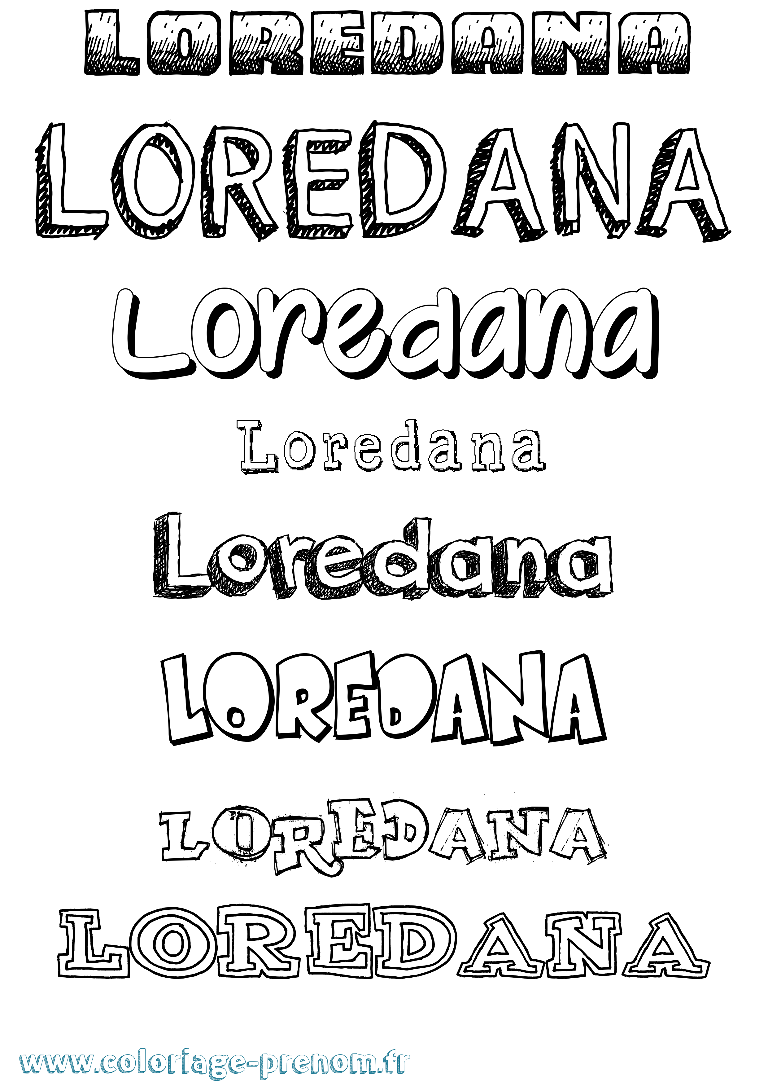 Coloriage Loredana Dessiné Coloriage prénom Loredana Dessiné