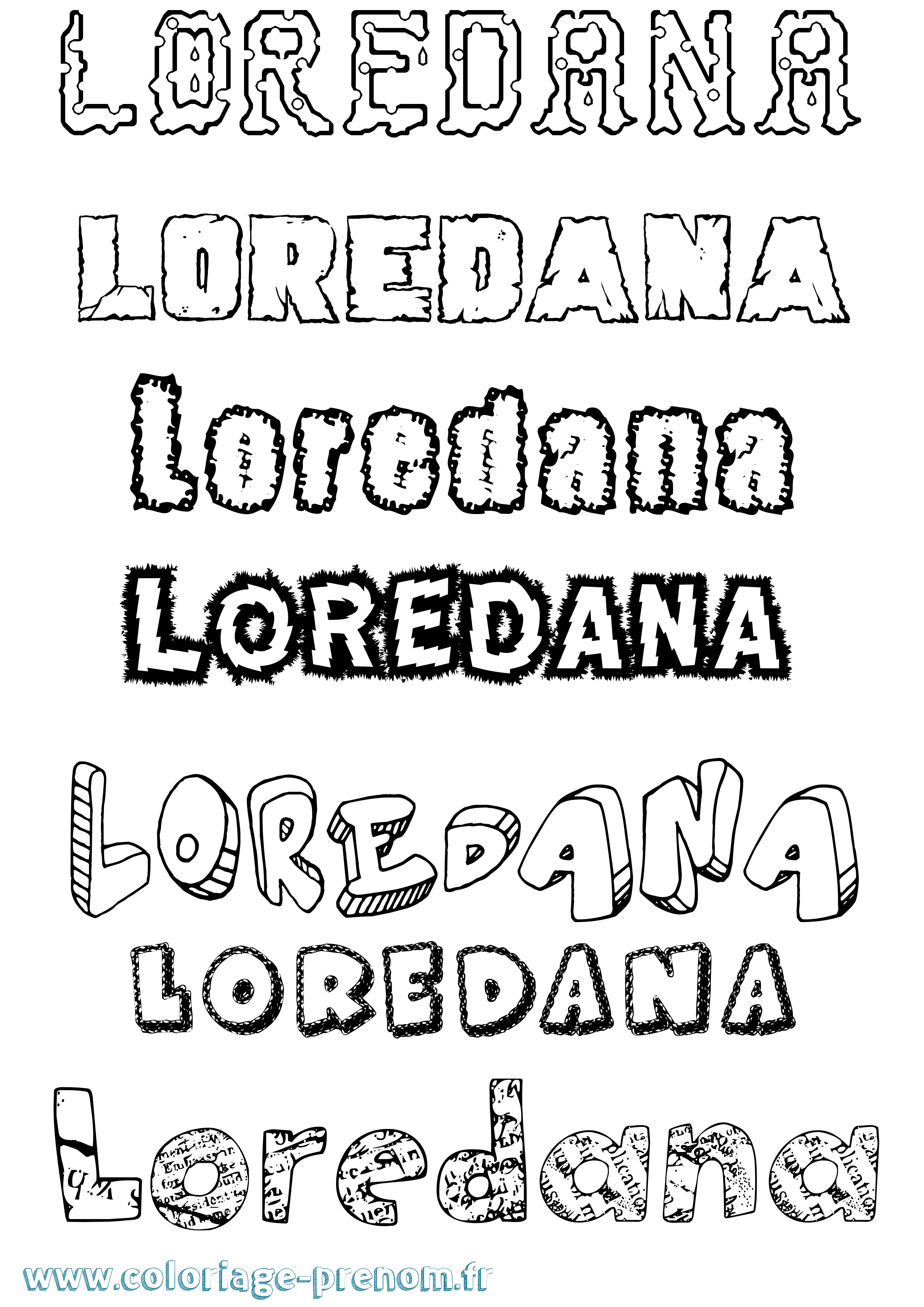 Coloriage Loredana Destructuré Coloriage prénom Loredana Destructuré