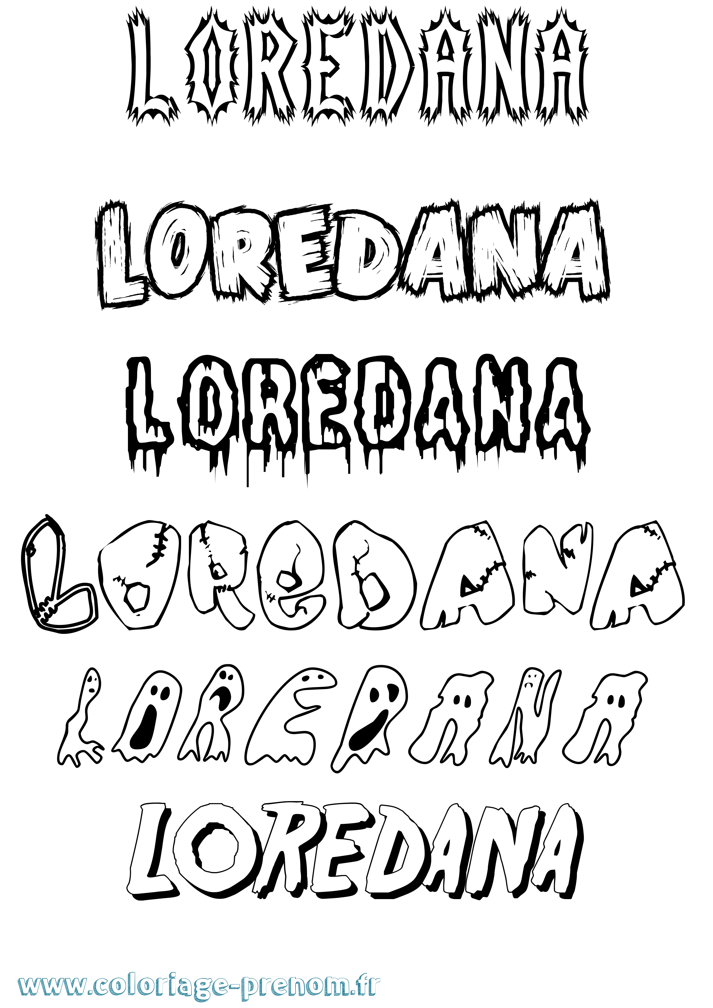 Coloriage Loredana Frisson Coloriage prénom Loredana Frisson