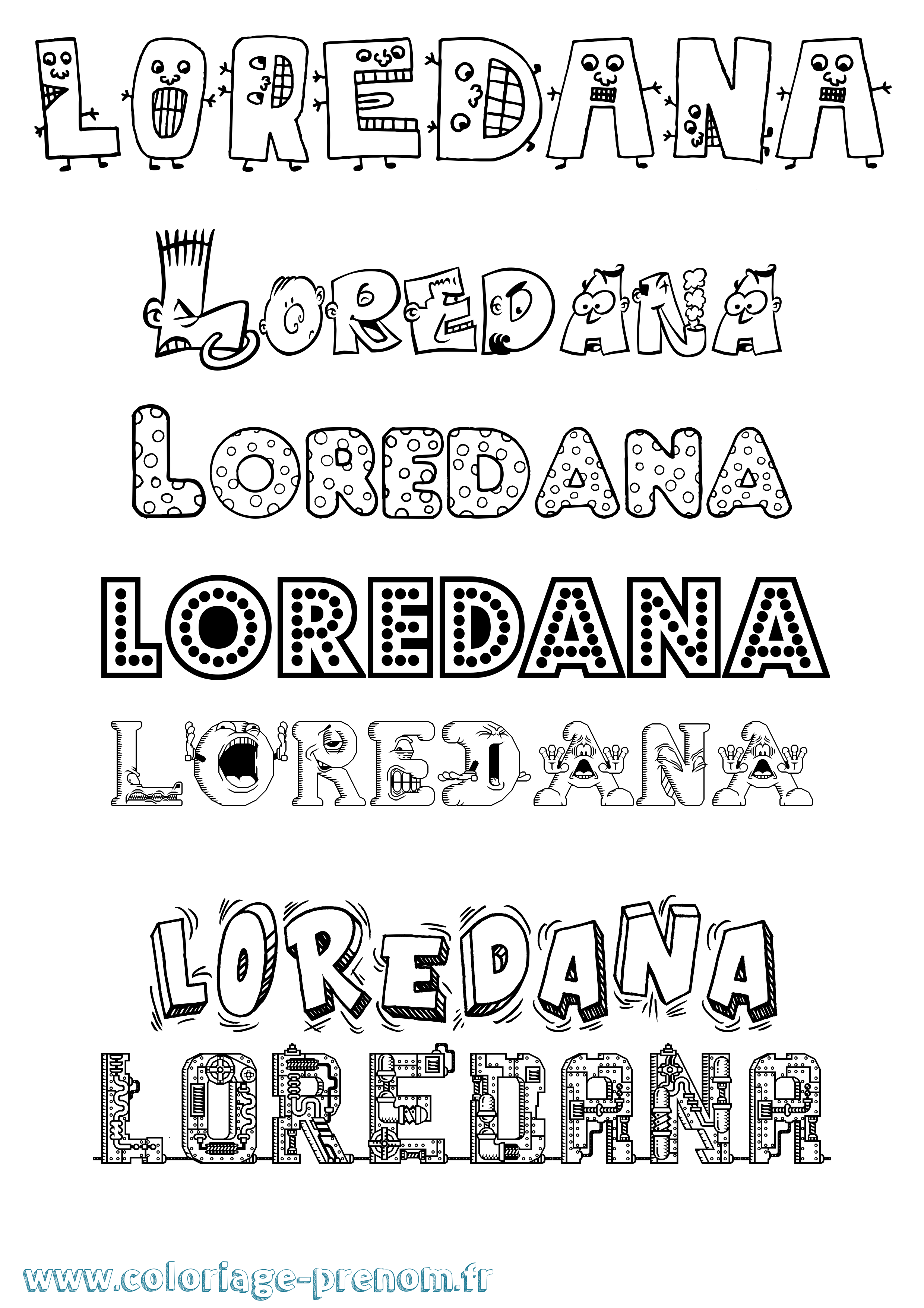 Coloriage Loredana Fun Coloriage prénom Loredana Fun