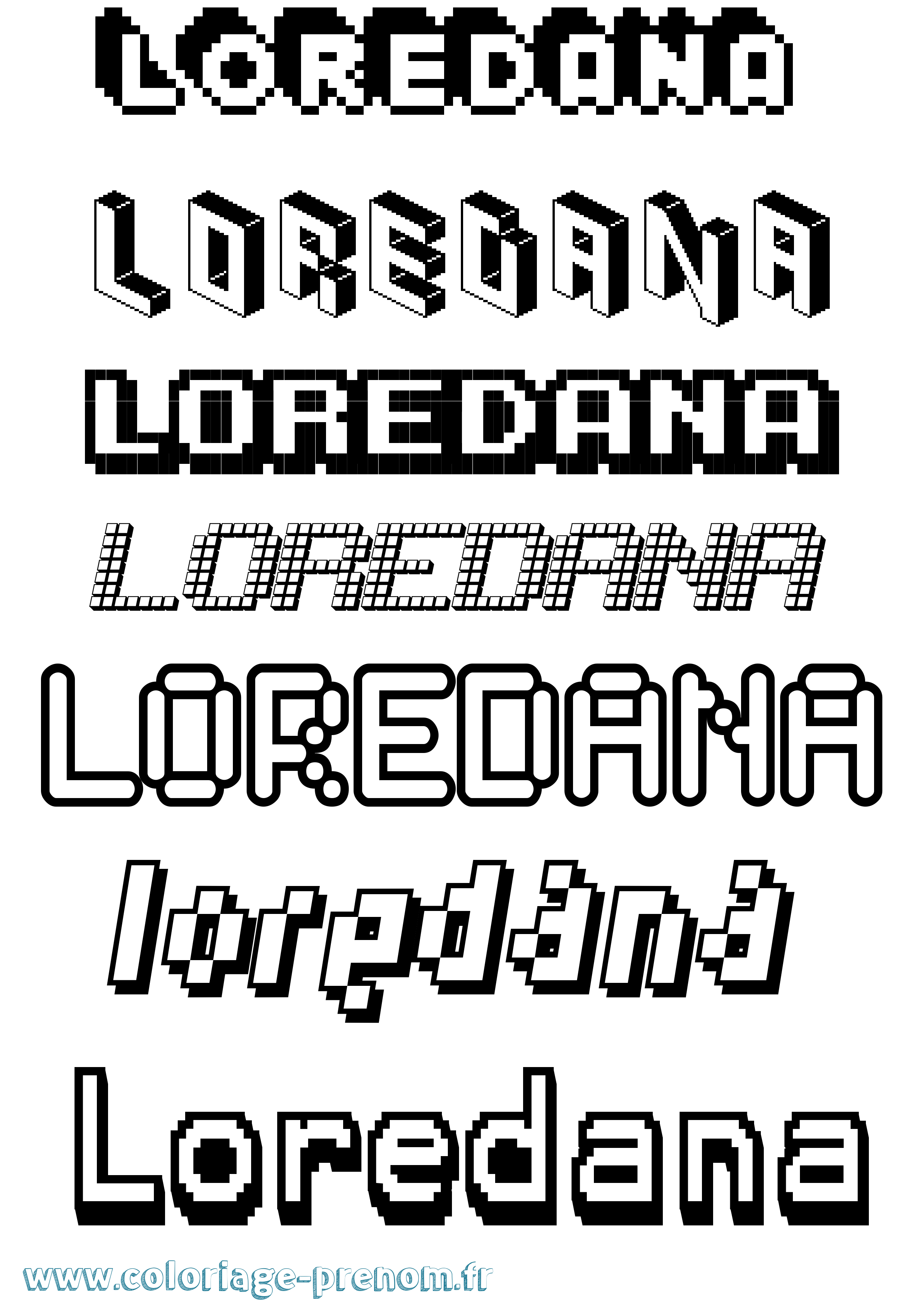 Coloriage Loredana Pixel Coloriage prénom Loredana Pixel