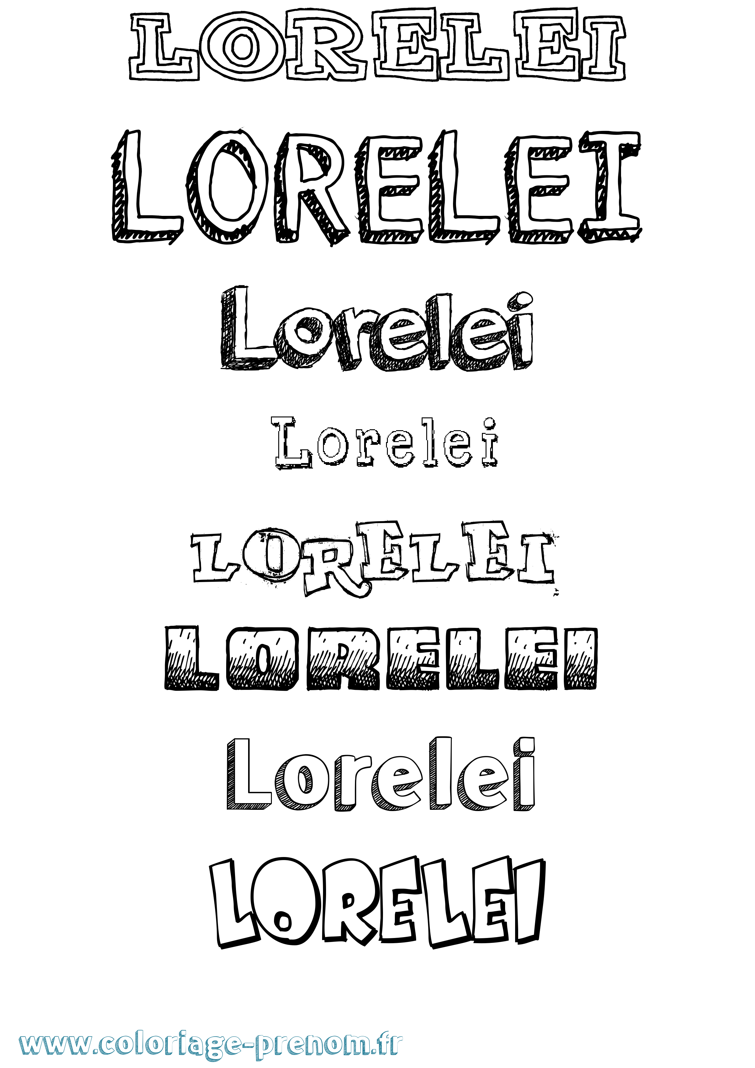 Coloriage prénom Lorelei Dessiné