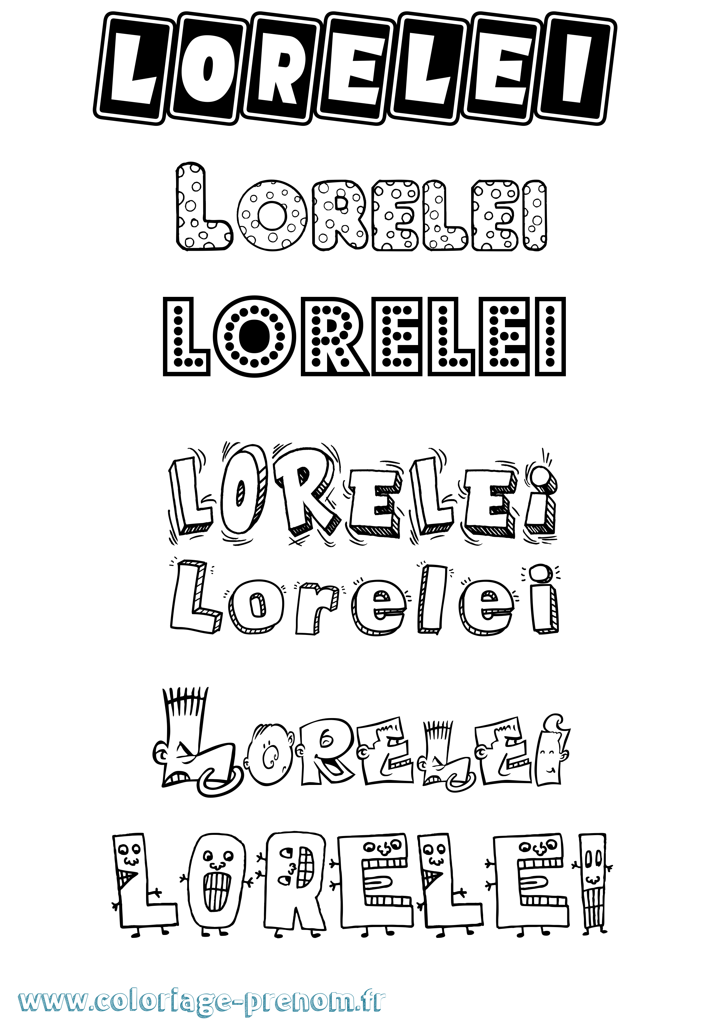Coloriage prénom Lorelei Fun