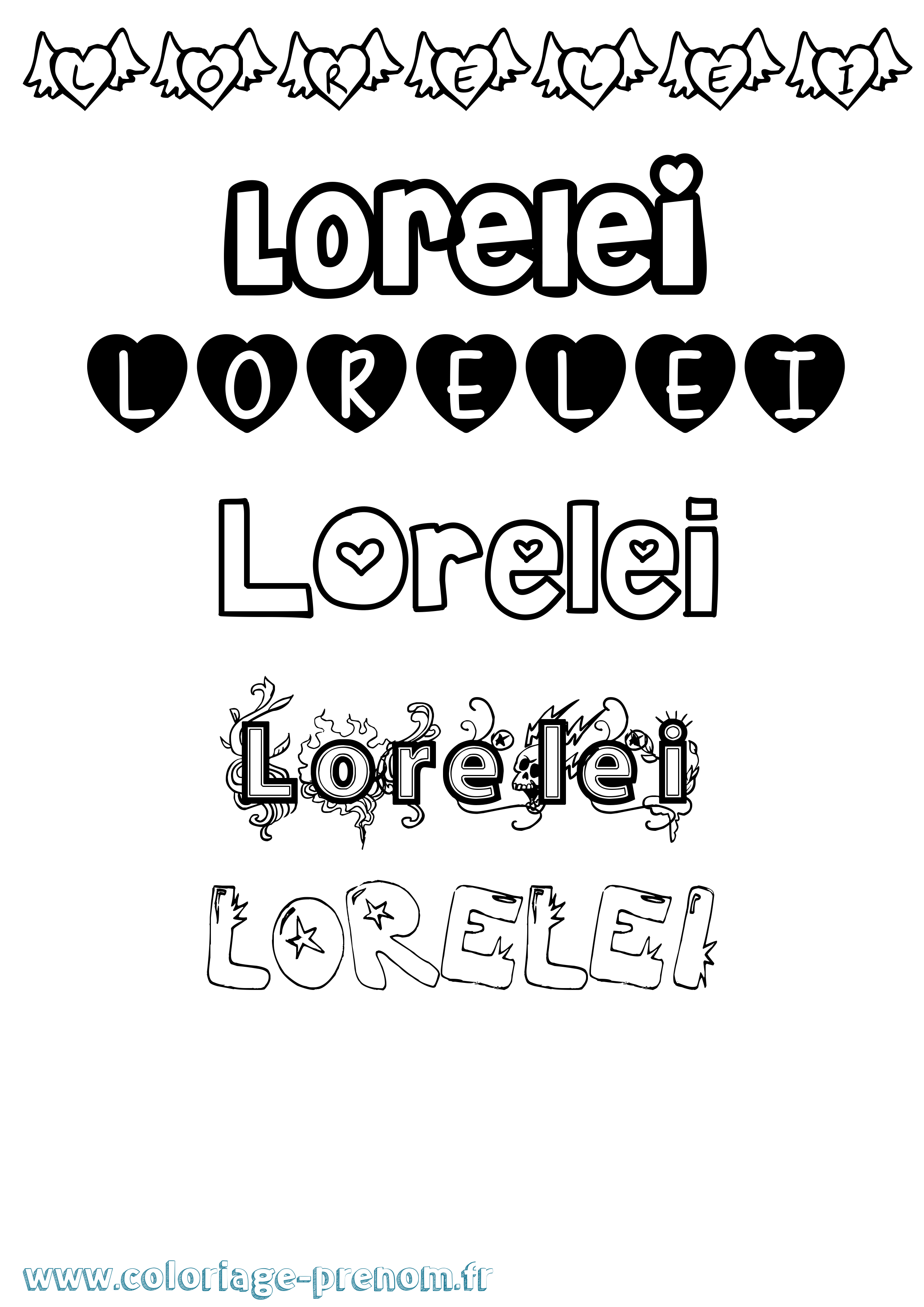 Coloriage prénom Lorelei