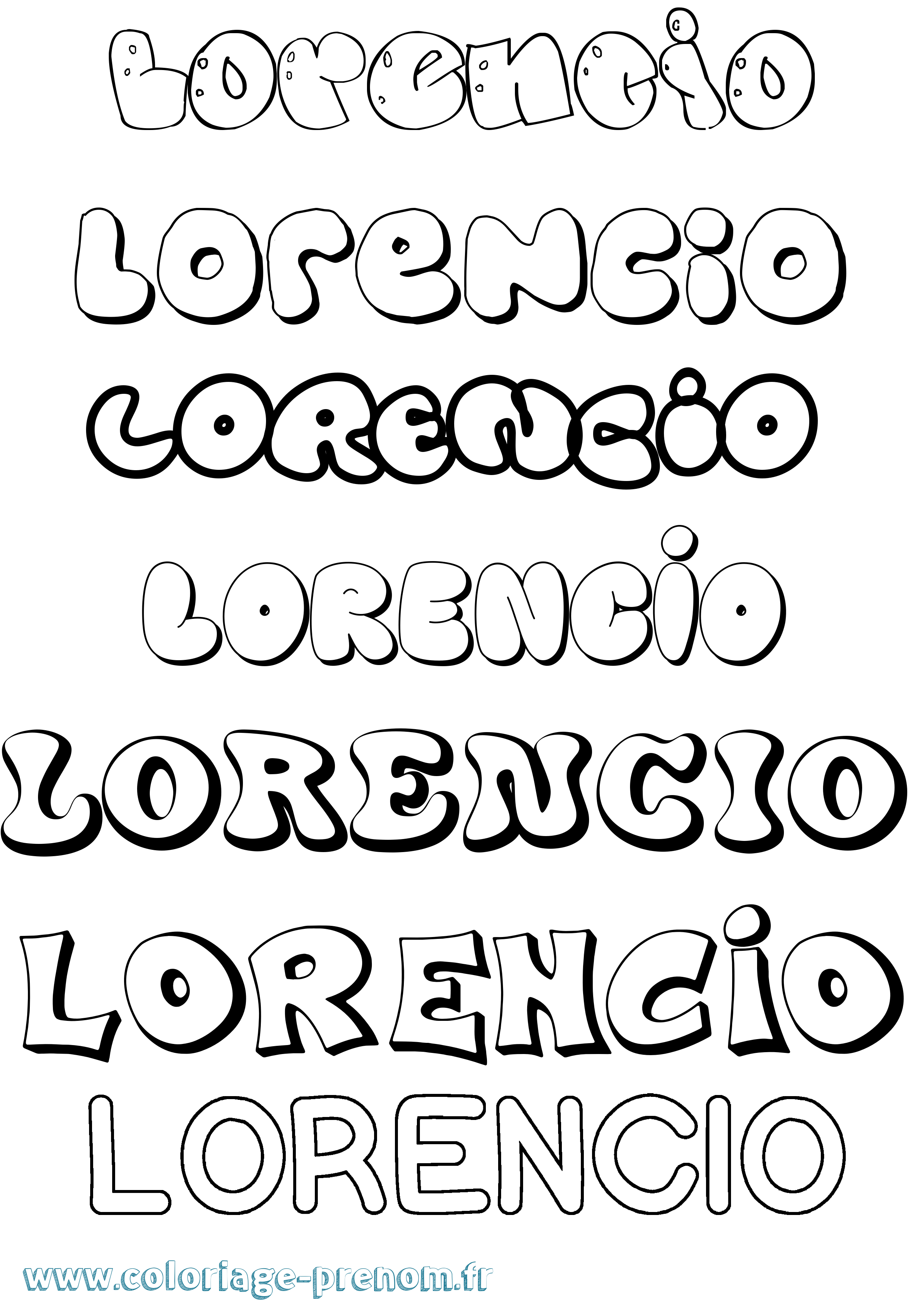 Coloriage prénom Lorencio Bubble