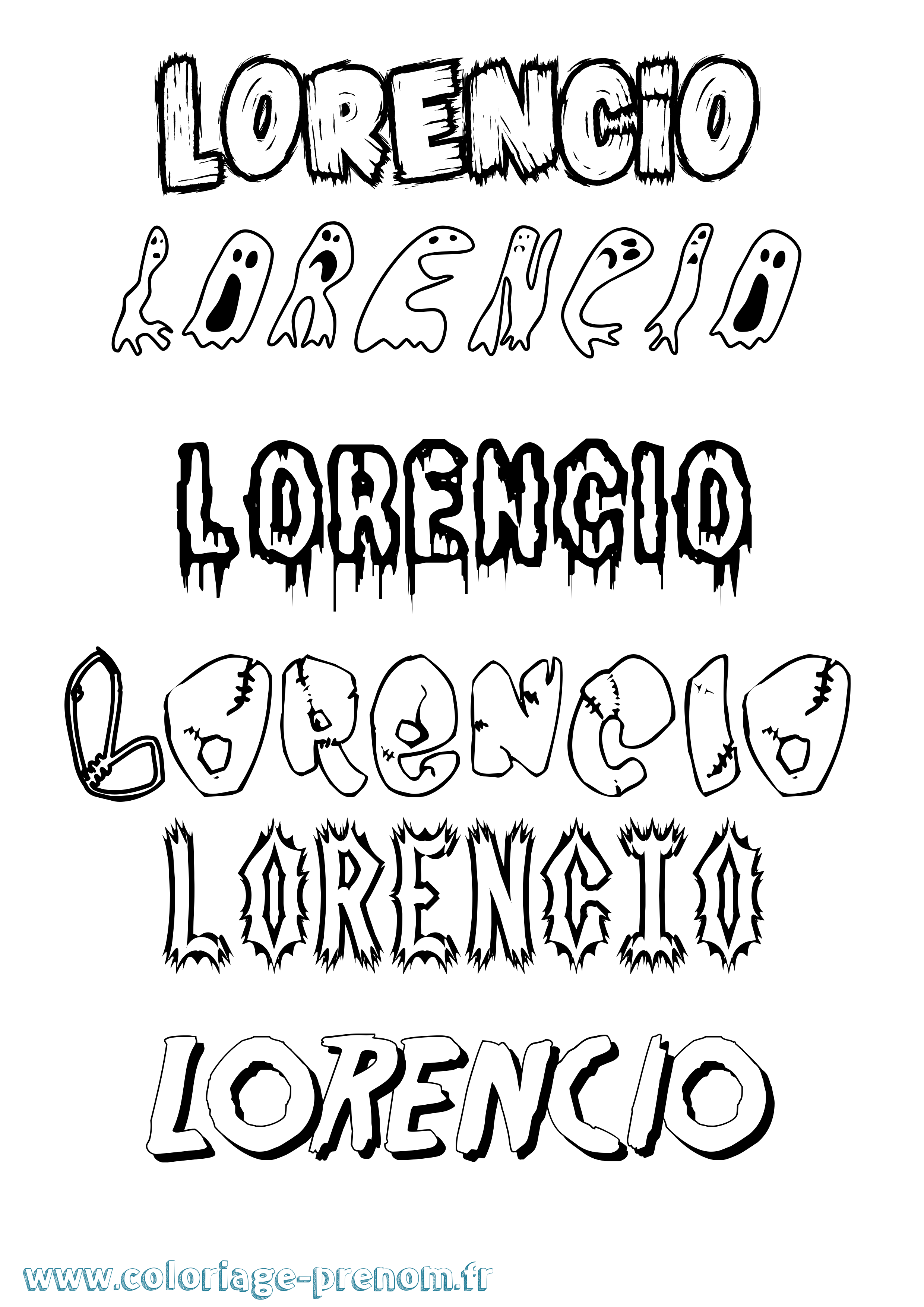 Coloriage prénom Lorencio Frisson