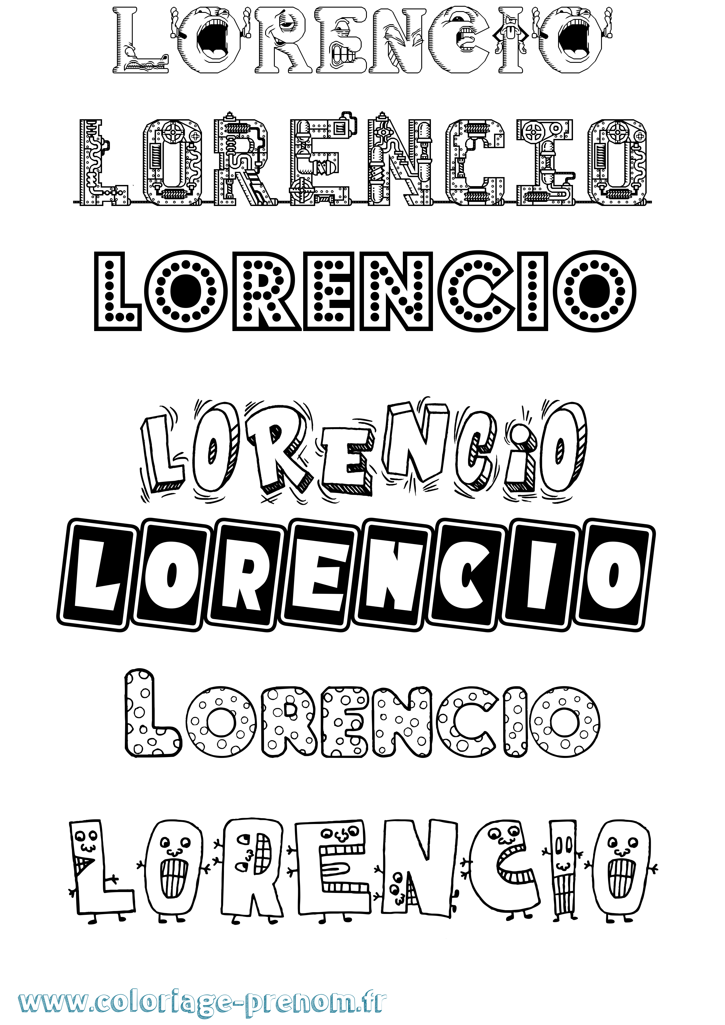 Coloriage prénom Lorencio Fun