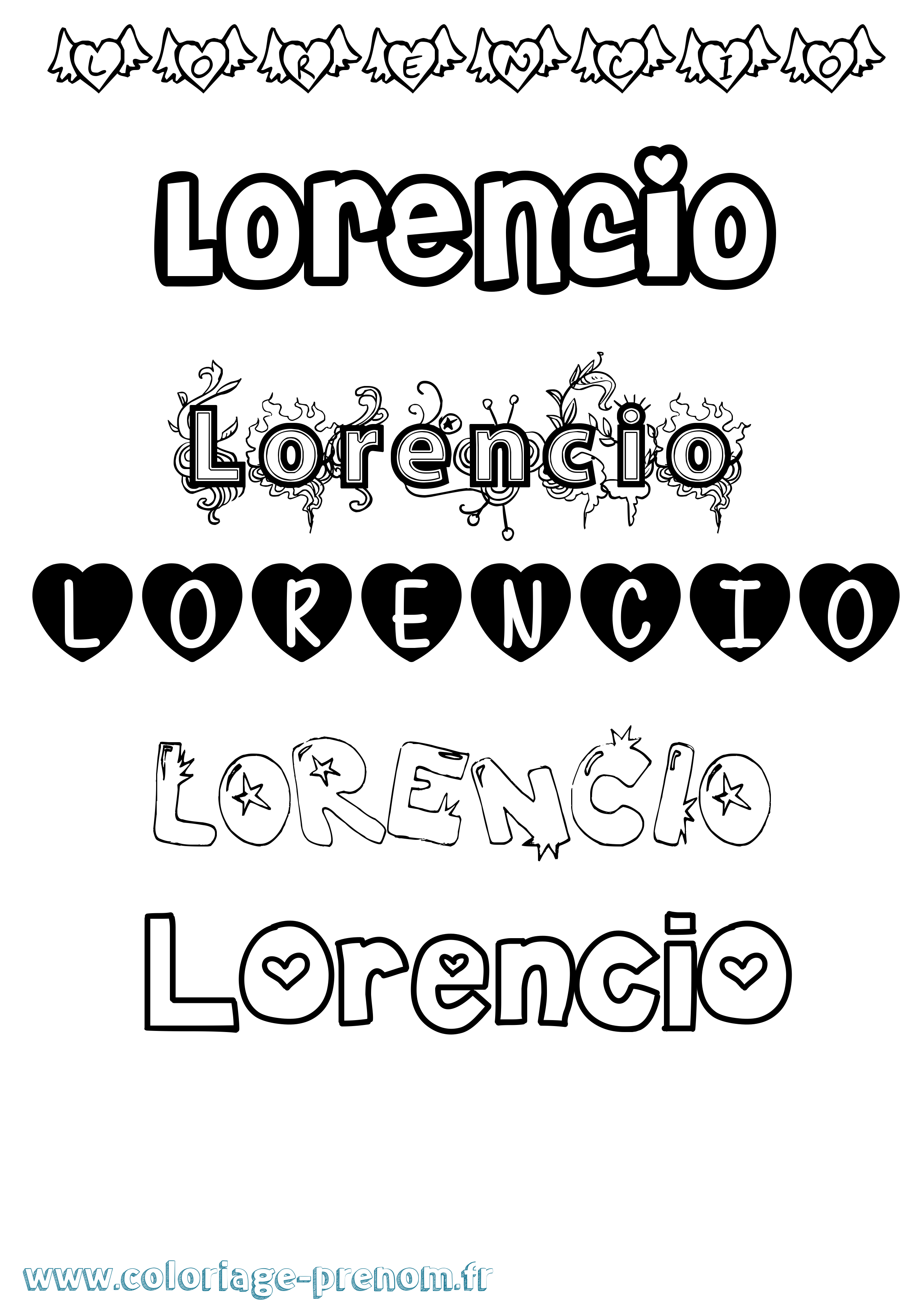 Coloriage prénom Lorencio Girly