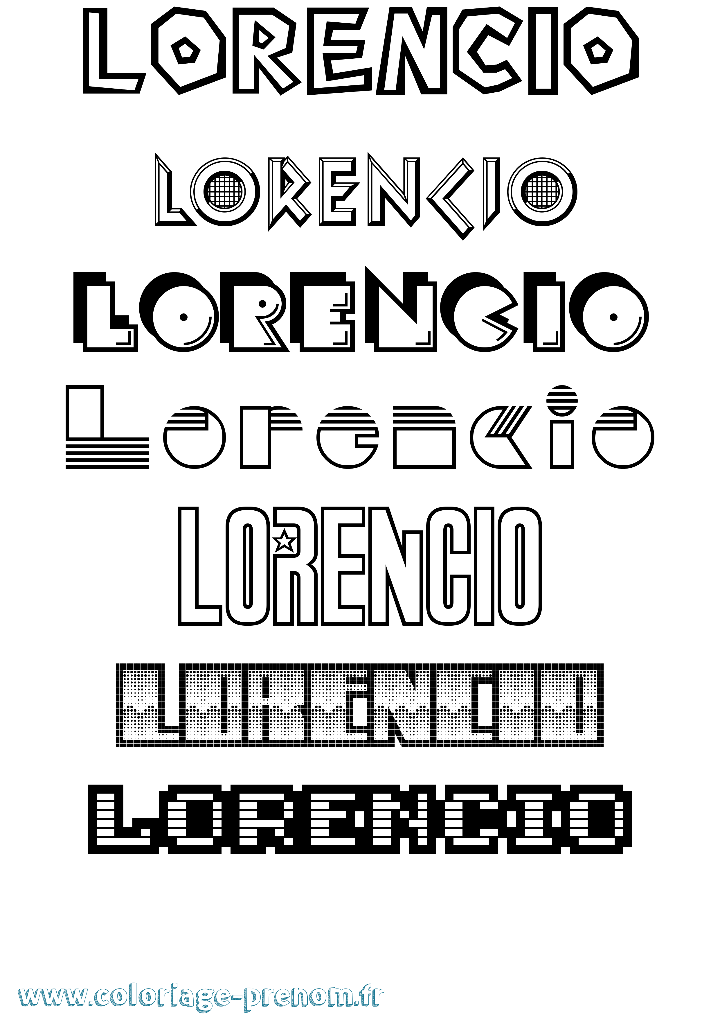 Coloriage prénom Lorencio Jeux Vidéos